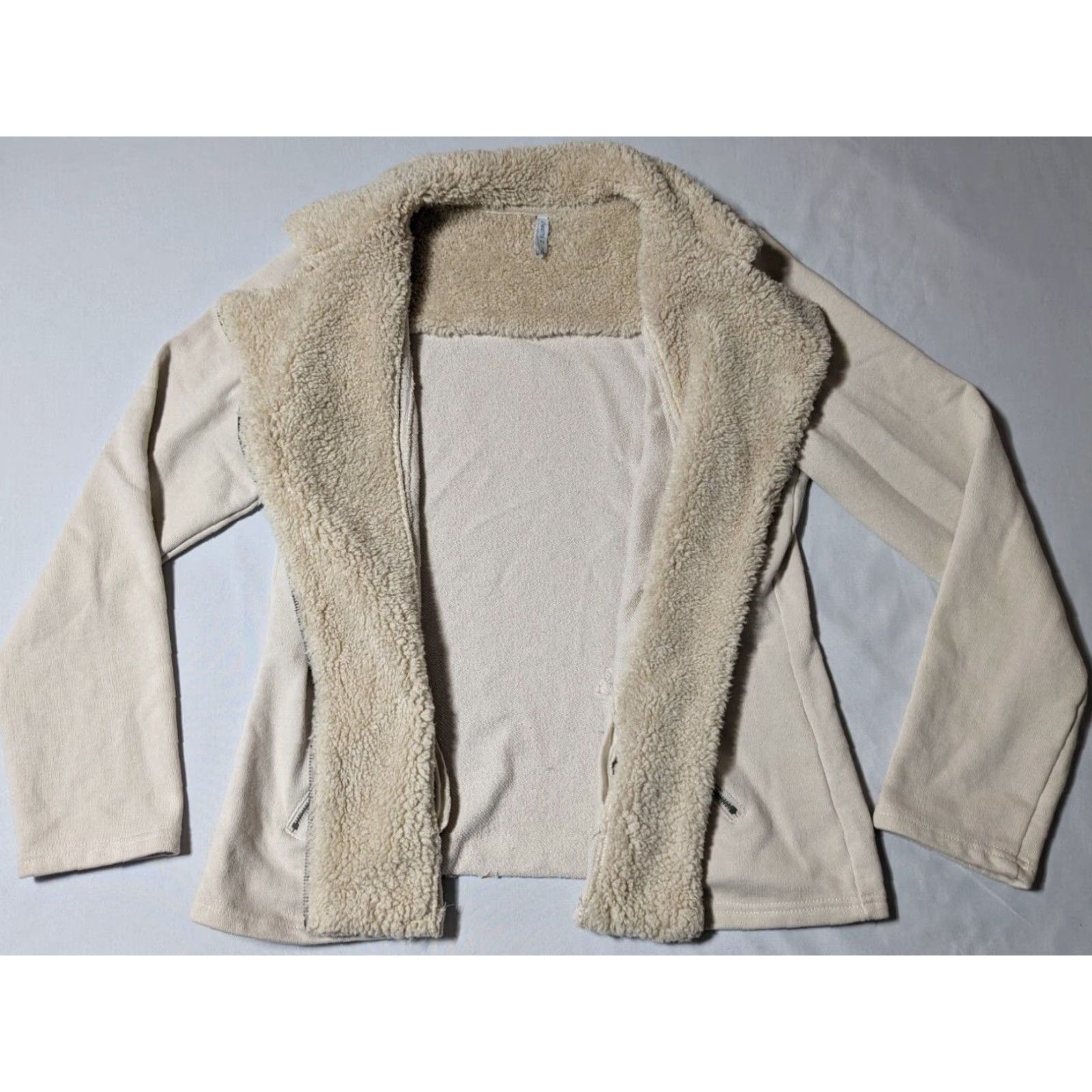 Z Supply Z SUPPLY The Sherpa Moto Women L Sandshell Asymmetrical Zip Jacket, Beige, Regular, Fleece, Zip, Lined, Casual, Travel, 16505 Size L / US 10 / IT 46 - 5 Thumbnail