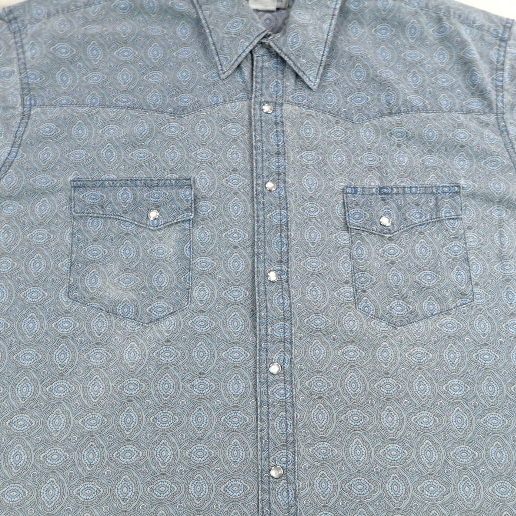 Wrangler Wrangler Wrancher Shirt Mens Large Blue Western Pearl Snap Paisley Rodeo Cowboy Size US L / EU 52-54 / 3 - 3 Thumbnail