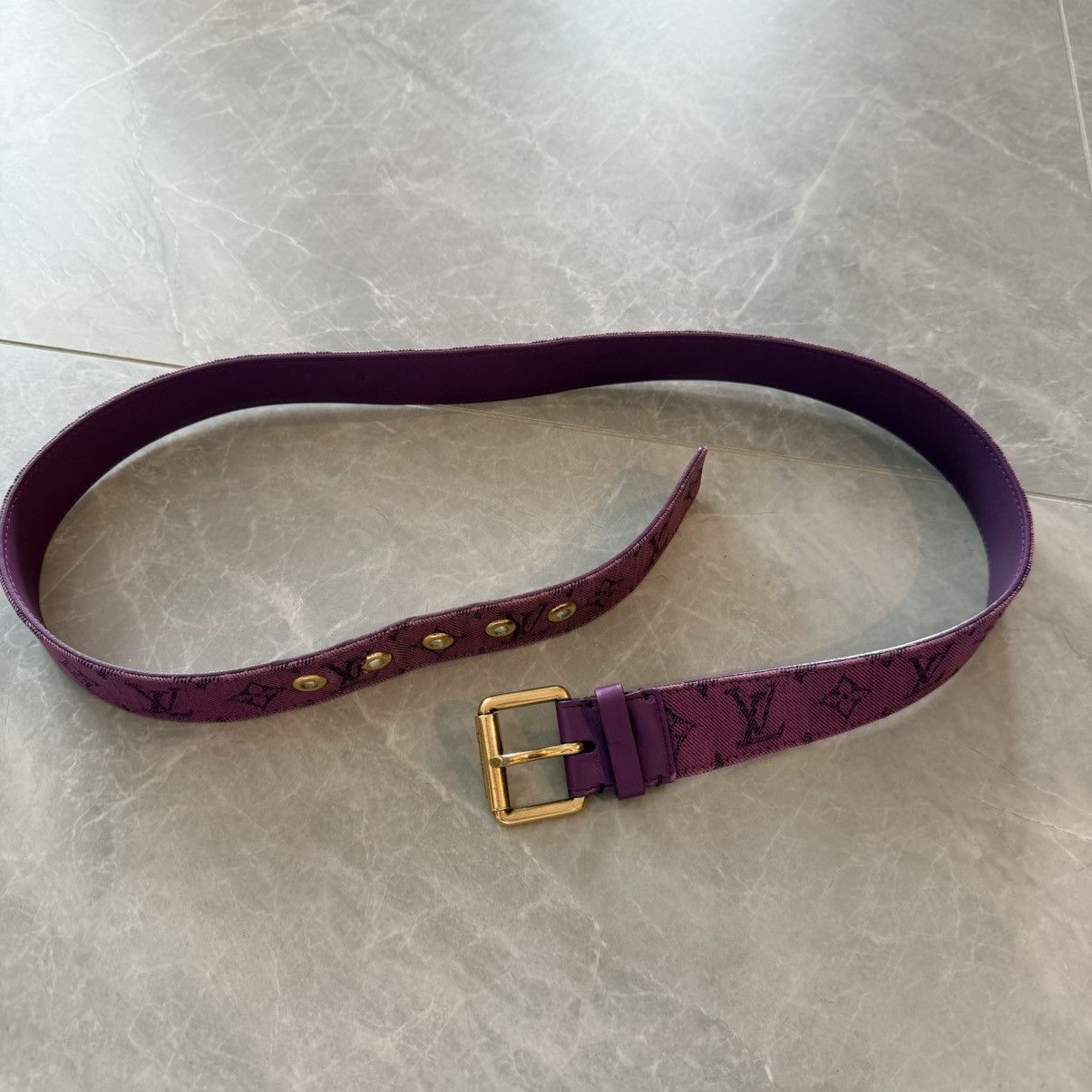 Louis Vuitton 2019 monogram denim 95cm belt purple Size ONE SIZE - 2 Thumbnail