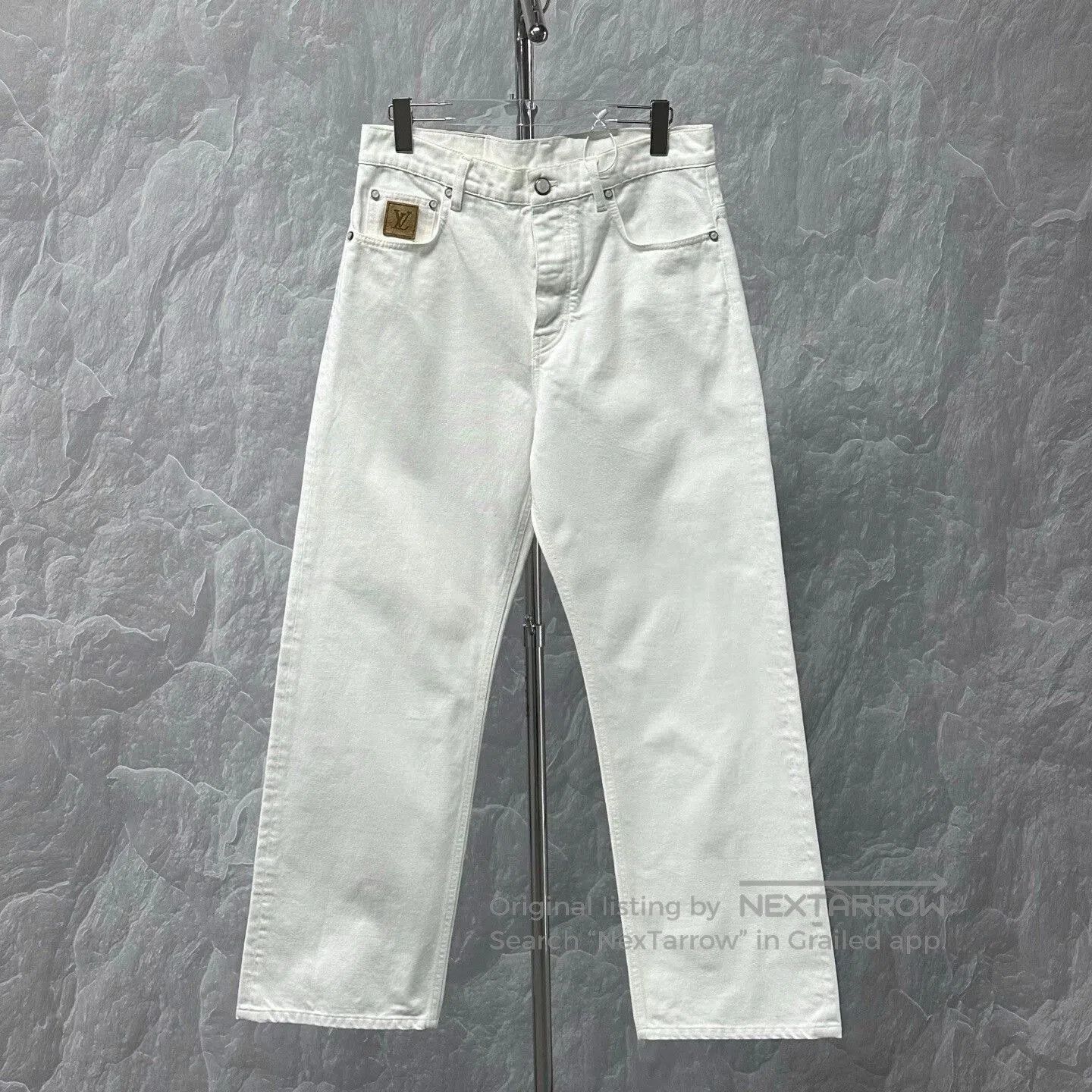 Louis Vuitton louis vuitton white denim embroidered logo pants. Size US 31 - 1 Thumbnail