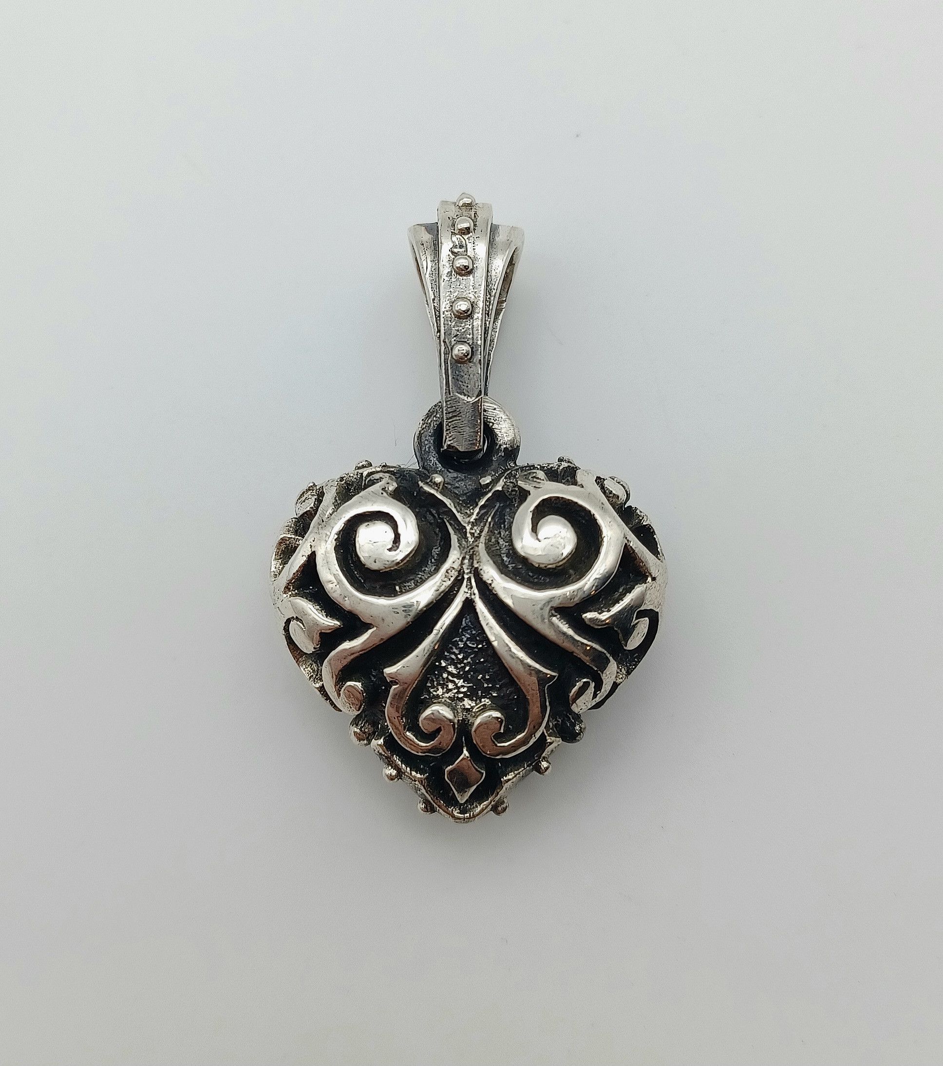 image of King Baby Studio King Baby Sterling Silver Carved Tribal Heart Pendant, Women's