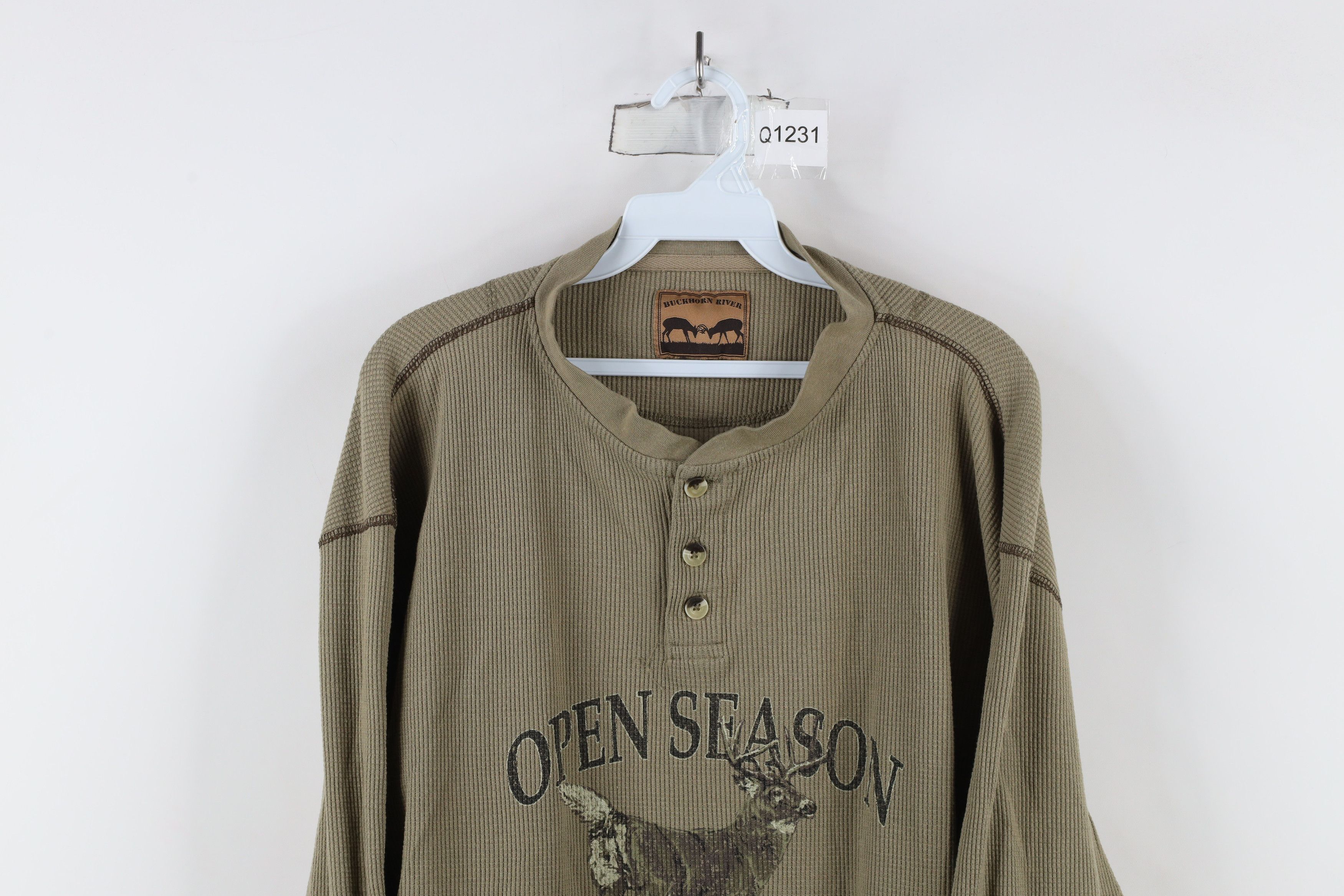 Vintage Vintage Y2K Streetwear Thermal Waffle Knit Henley T-Shirt Size US XL / EU 56 / 4 - 2 Thumbnail