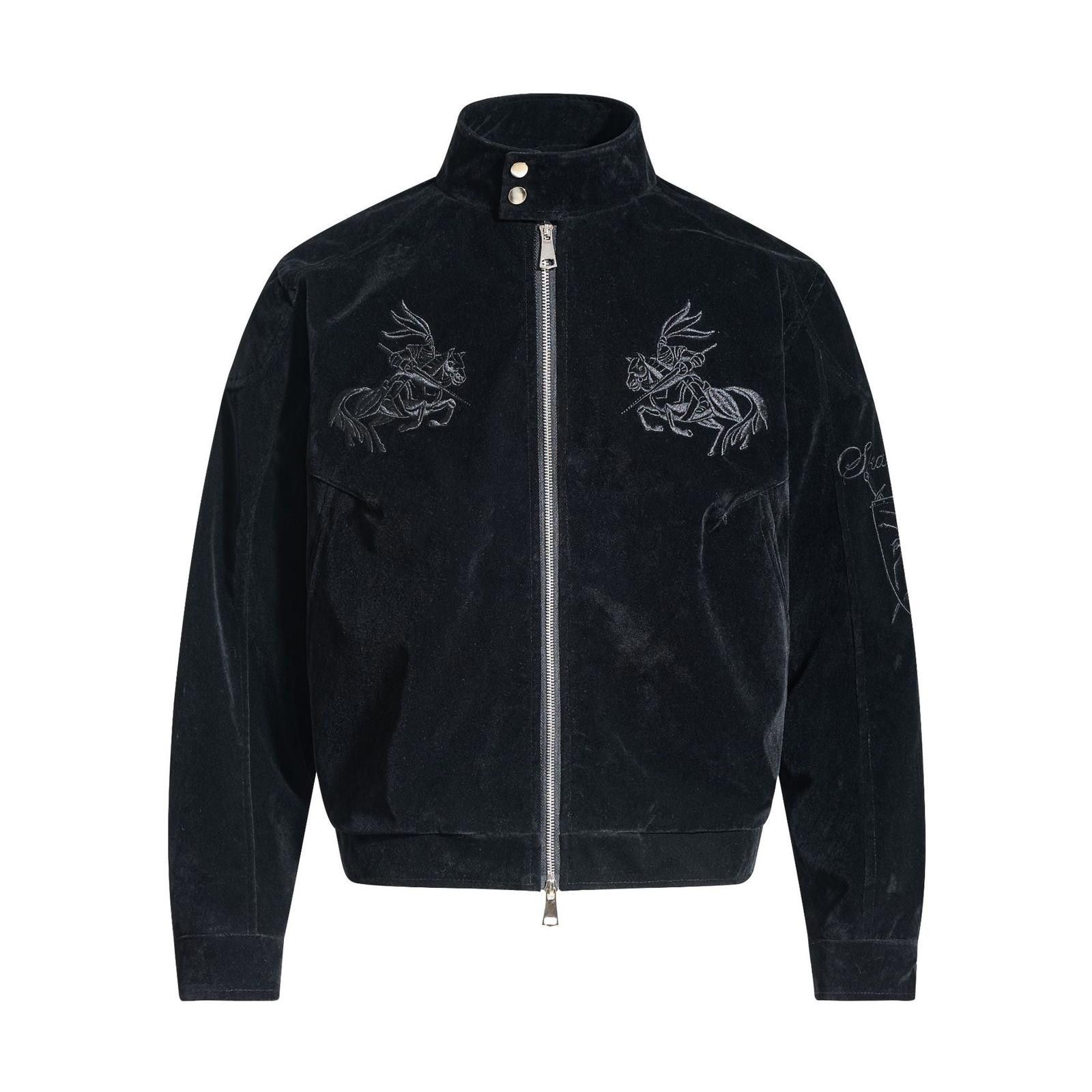 Samurai Velvet Embroidered Zip Jacket, Men's Outerwear