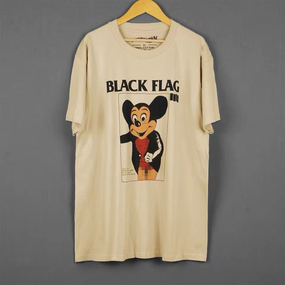 Japanese Brand × Vintage Black Flag Mickey Graphic Printed Cotton Tshirt Size US XL / EU 56 / 4 - 1 Thumbnail