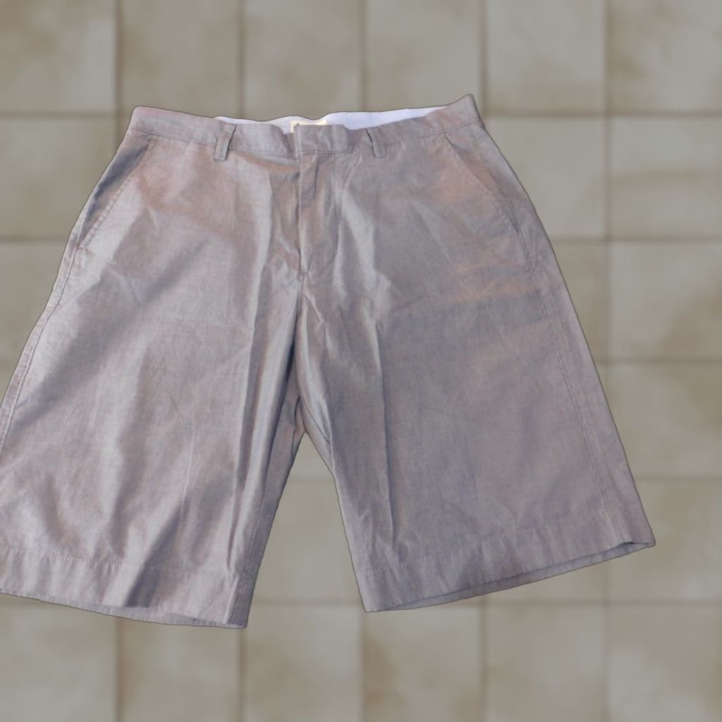J.Crew J.CREW Mens Shorts 31 blue striped regular chino Flat Front Cotton Run? (Oops) Size US 31 - 1 Thumbnail
