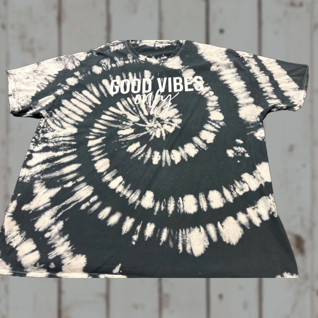 Fashion Nova Fashion Nova Women's XL T-Shirt Black & White Tie Dye Crew Neck Short Sleeve Logo Cotton All Seasons Size XL / US 12-14 / IT 48-50 - 1 Thumbnail