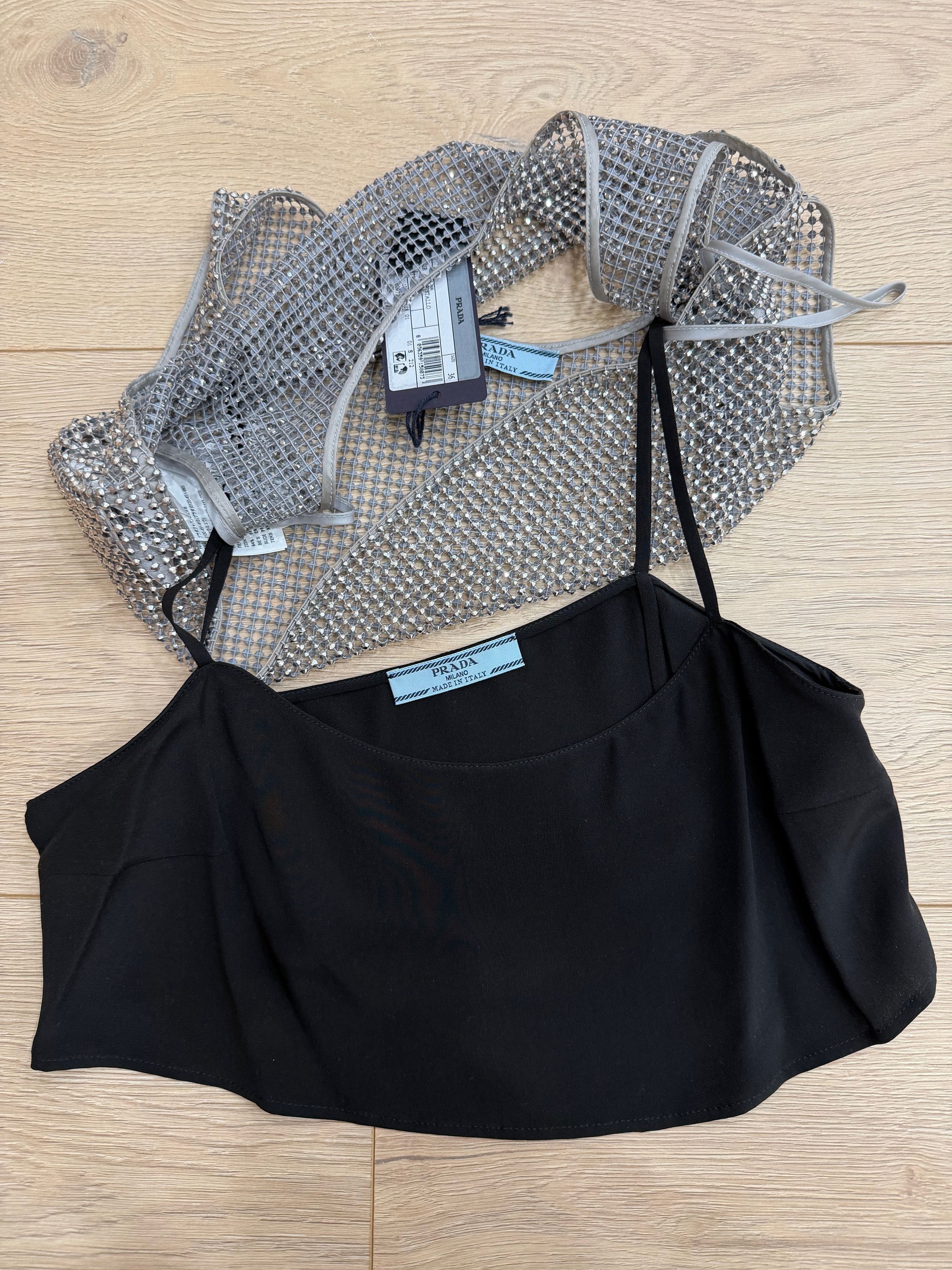 Prada Prada Rhinestone Embellished Crystal Top Logo Vest Shirt 36 Size XS / US 0-2 / IT 36-38 - 15 Thumbnail