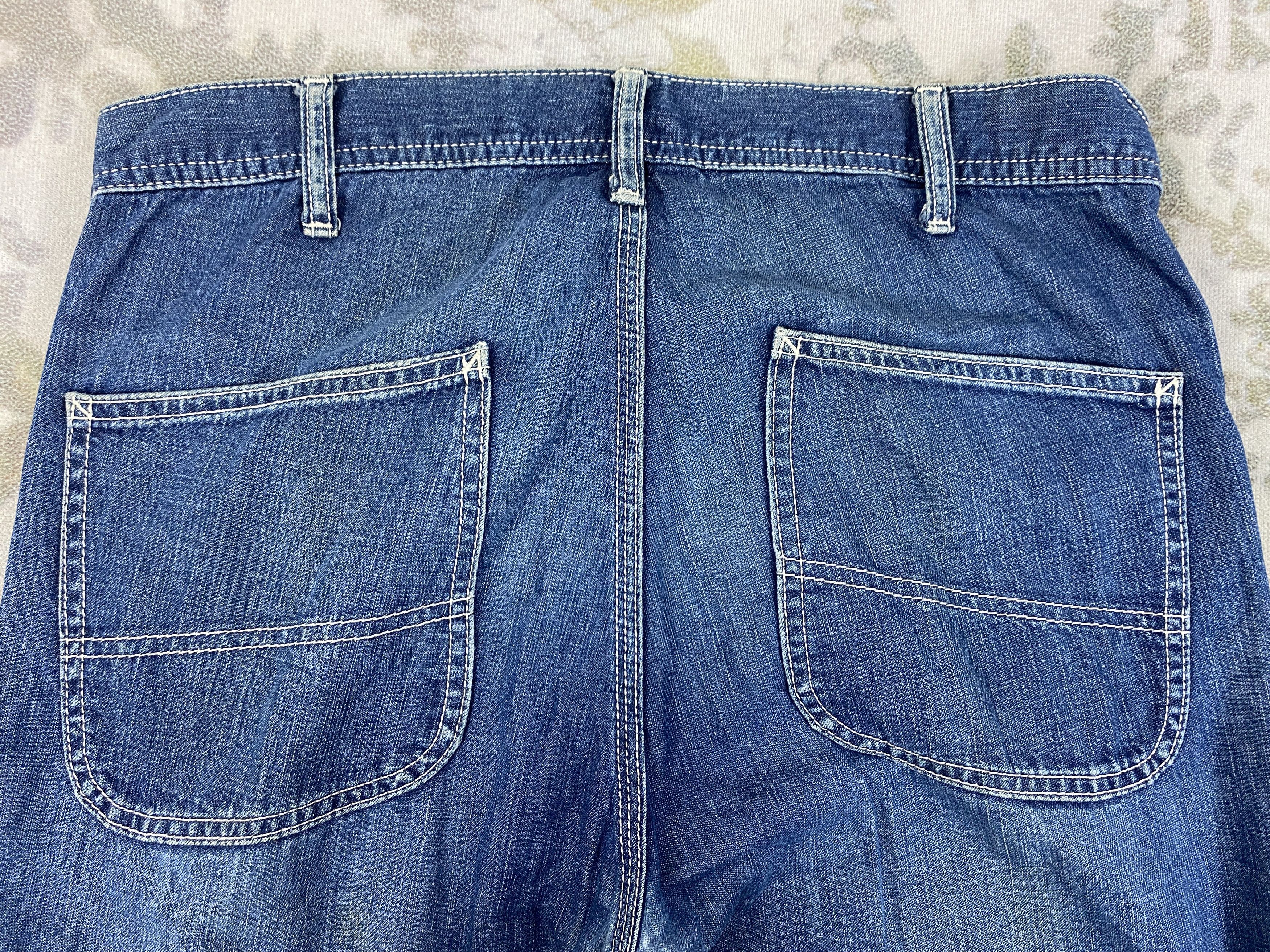 Japanese Brand Faded Blue Vintage Ships Carpenter Jeans 31x26 Denim- JN3758 Size US 31 - 4 Thumbnail