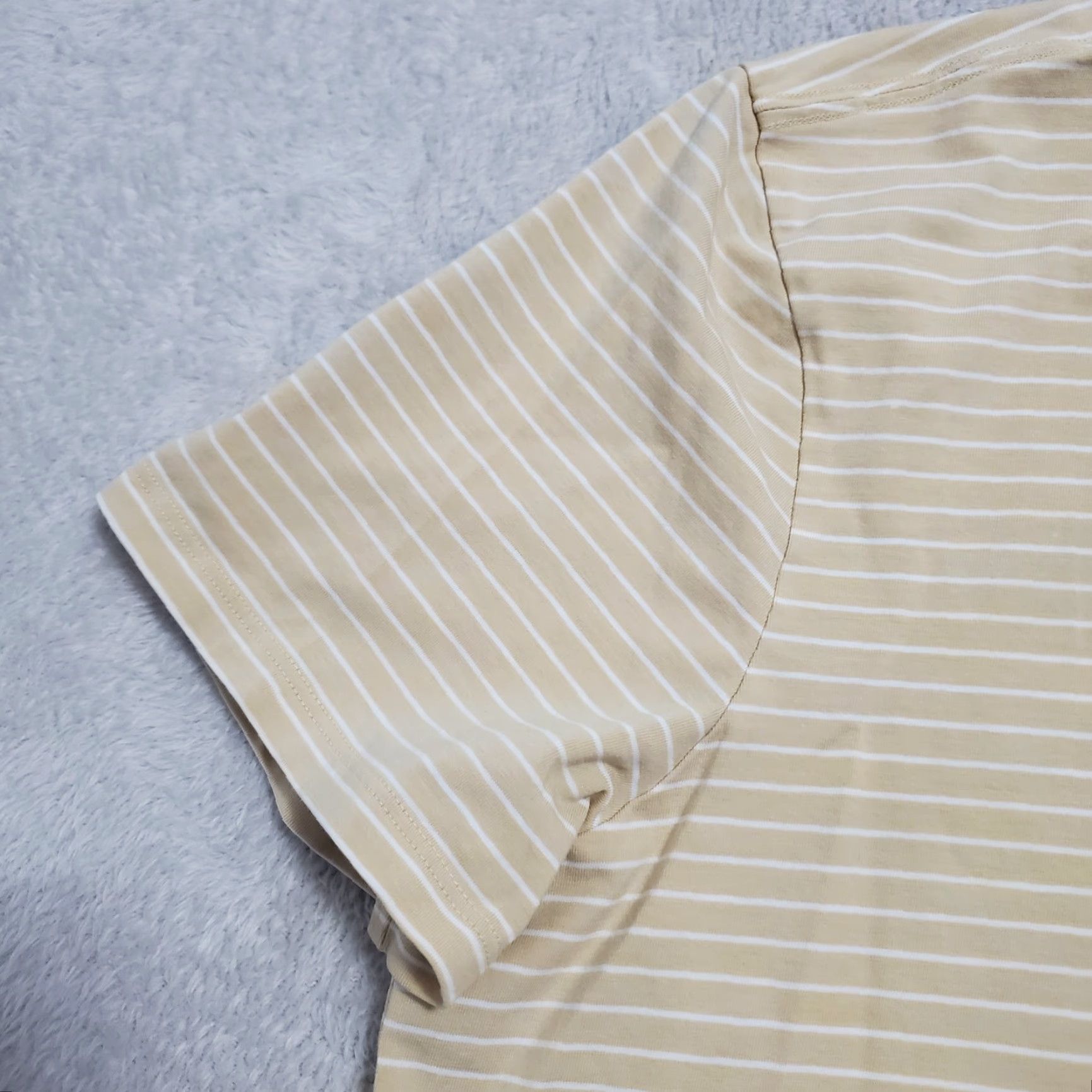 Lululemon VINTAGE Lululemon Top Women 12 Tan White Striped Crew Neck Short Sleeve Tee Shirt Casual Size XL / US 12-14 / IT 48-50 - 5 Thumbnail