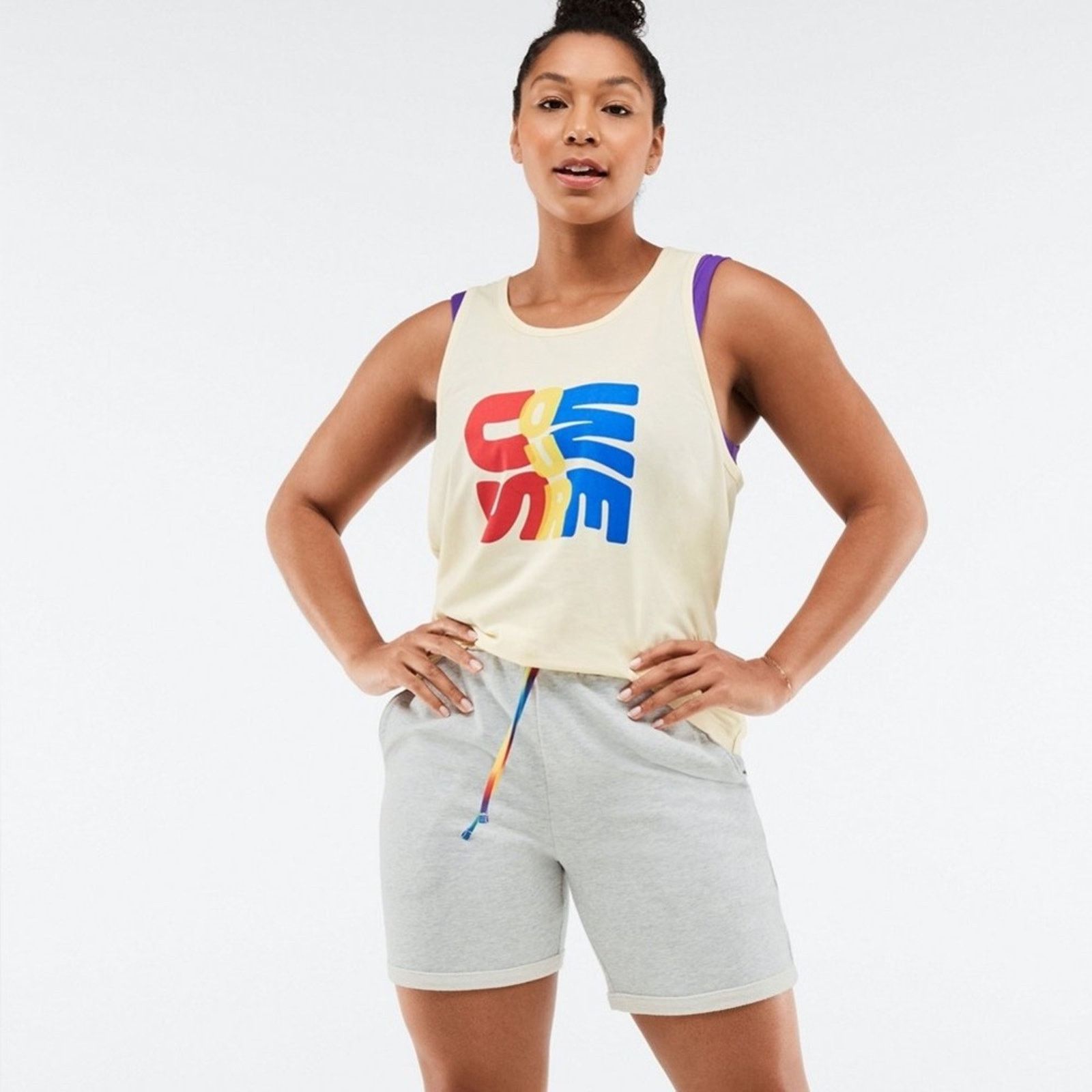 Fabletics FABLETICS Cream Red Yellow Blue 24/7 Pride Tank Top Shirt Size S / US 4 / IT 40 - 9 Thumbnail
