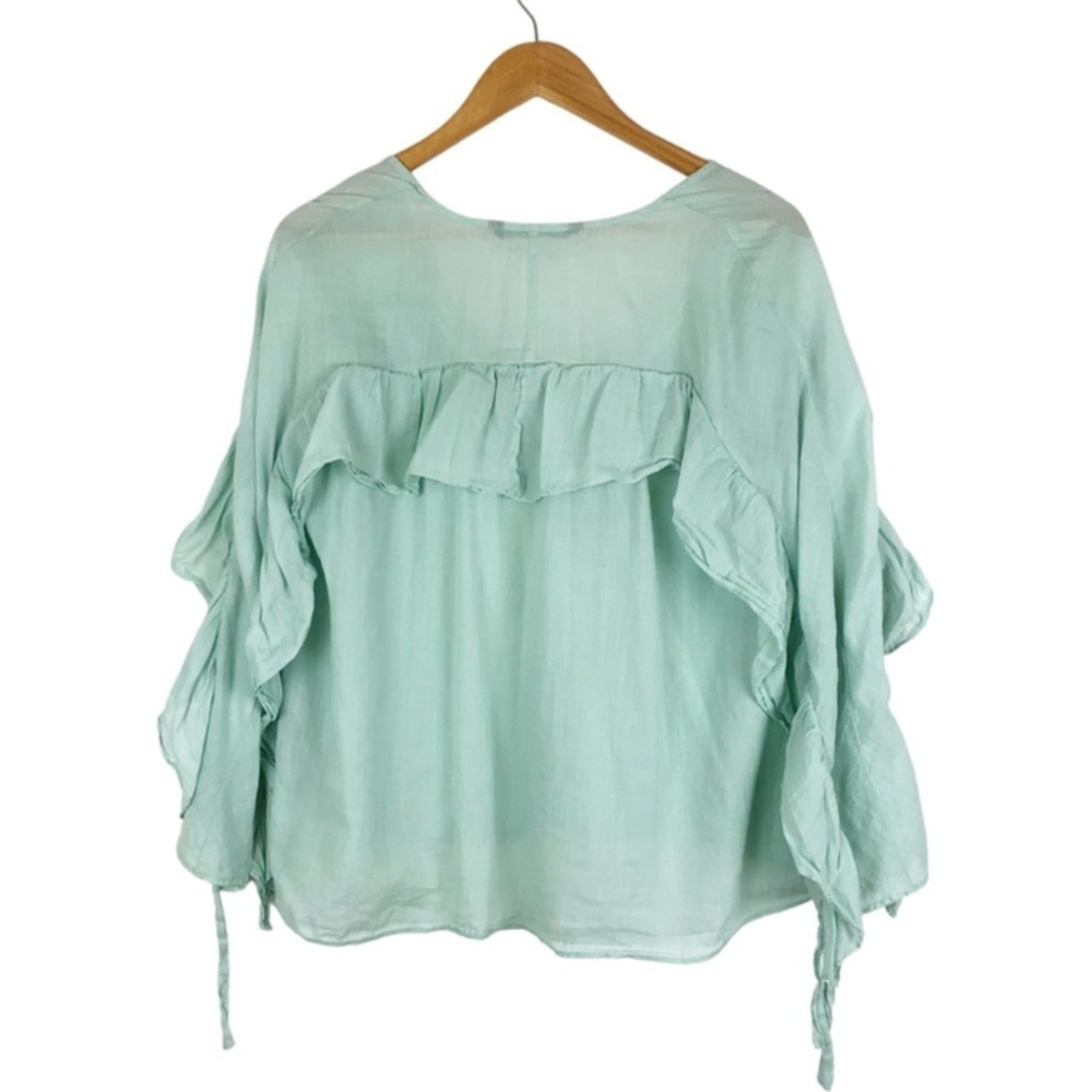 Zara Zara Women’s Basic Sage Ruffle Feminine Blouse Size M / US 6-8 / IT 42-44 - 8 Thumbnail