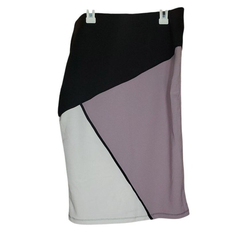 Other Olivia Blu Black Multi-Color Geometric Stretch Skirt Size L Size 32" / US 10 / IT 46 - 2 Thumbnail