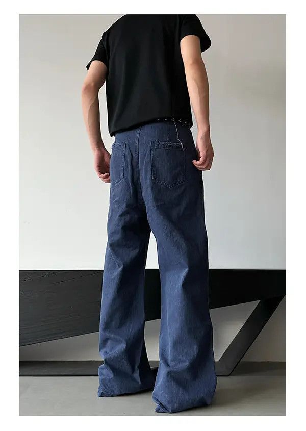 Jean Blue Embroidery Stripes Straight Wide Leg Flare Jeans Size US 32 / EU 48 - 4 Thumbnail