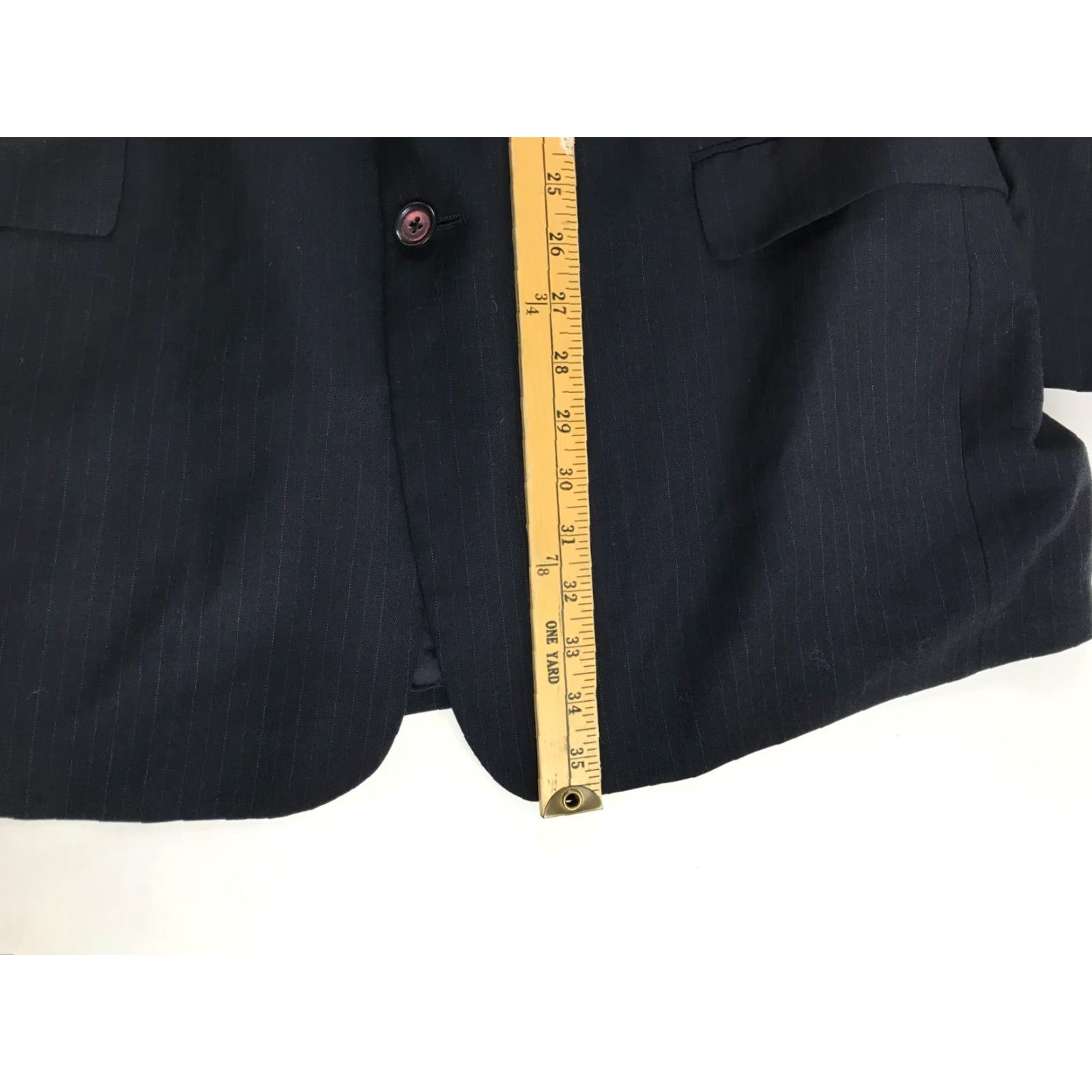 Hart Schaffner Marx Hart Schaffner Marx Suit Jacket Men L Navy Blue Wool Blend Solid 2 Piece Regular Fit Mens Size 42R - 4 Thumbnail