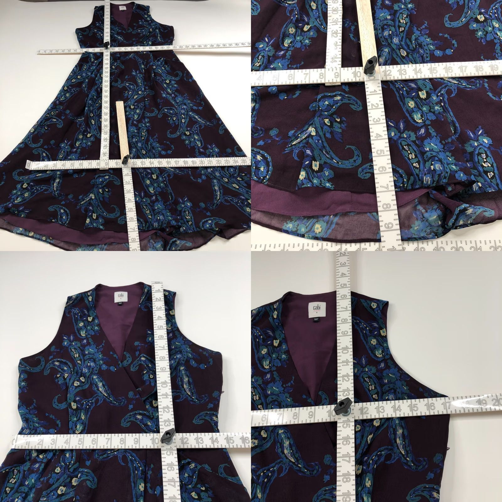 Vintage CAbi 4 Women's A-Line Midi Dress Purple Blue MINT #3461 Size S / US 4 / IT 40 - 8 Thumbnail