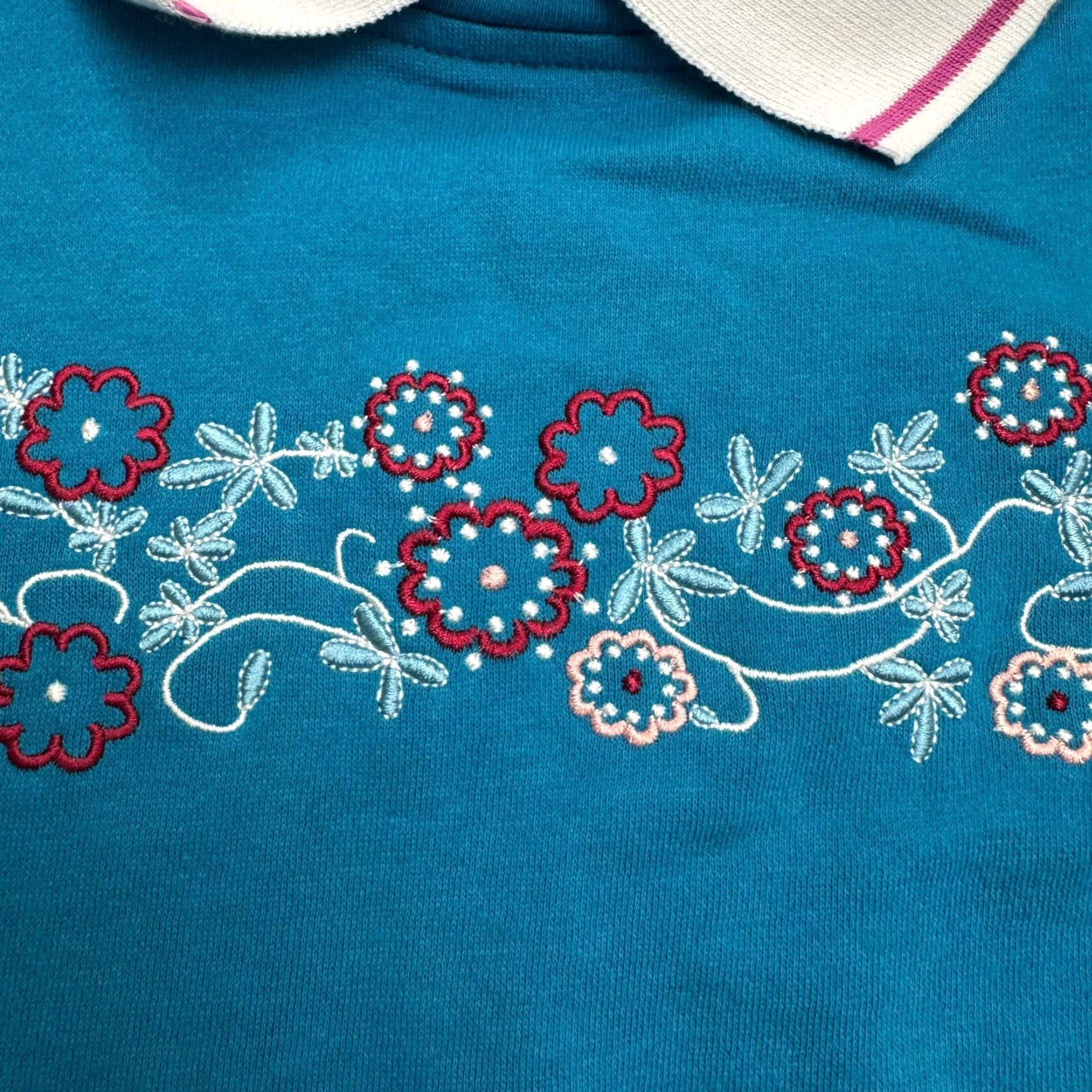Vintage Adrian Delafield Womens Collared Pullover Sweatshirt L Blue Floral Embroidered Knit Shirt Womens Regular Size L Size L / US 10 / IT 46 - 5 Thumbnail