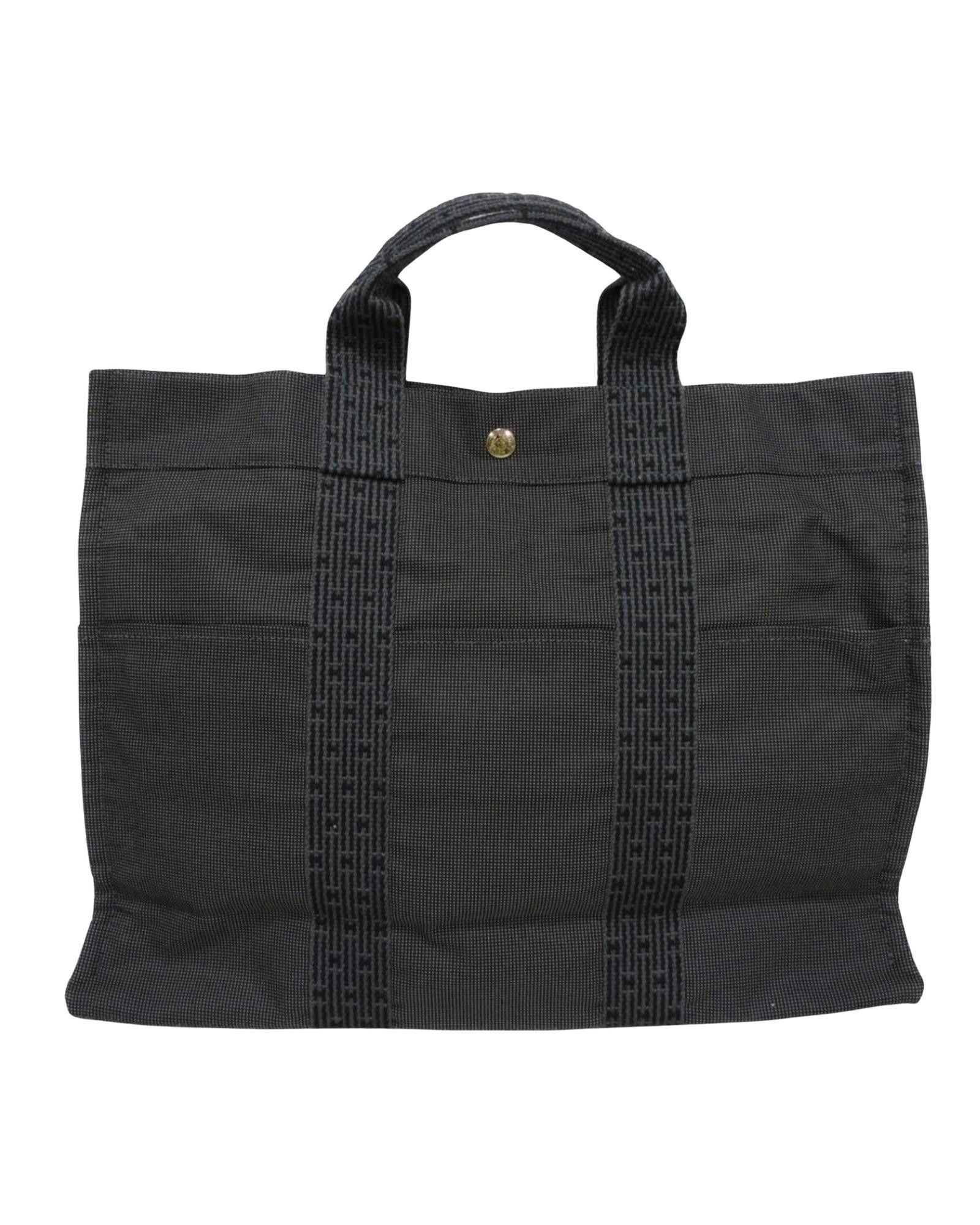 image of Hermes Elegant And Practical Grey Canvas Tote Bag, Women's