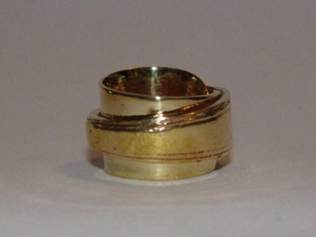Handmade 18kt Gold Plated Brass Butter Knife Silver Ring Alberto Juan Size ONE SIZE - 1 Thumbnail