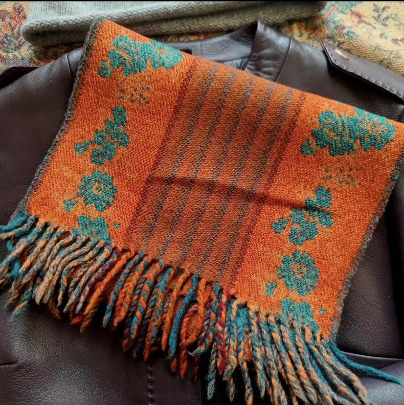 Kenzo KENZO size140*30cm 80s lake blue orange floral scarf Size ONE SIZE - 5 Thumbnail