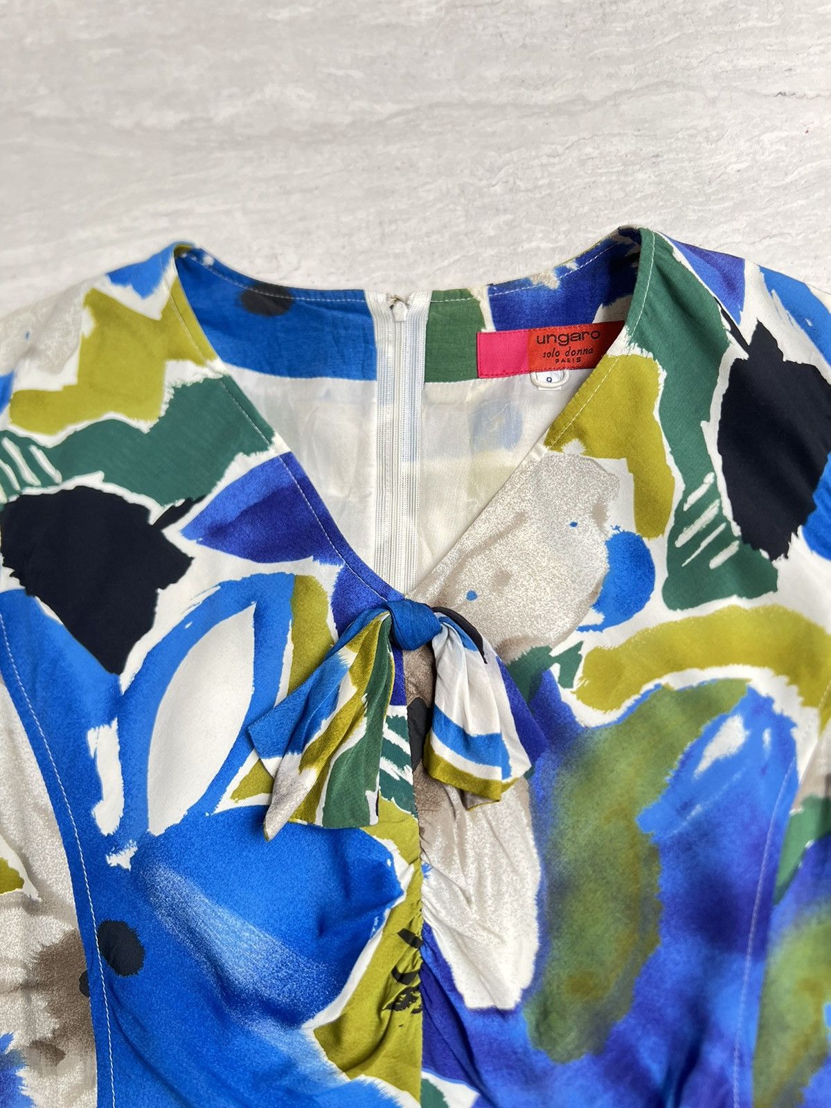 Ungaro Paris UNGARO Solo Donna Paris Flower Motive Dress Size XS / US 0-2 / IT 36-38 - 9 Thumbnail