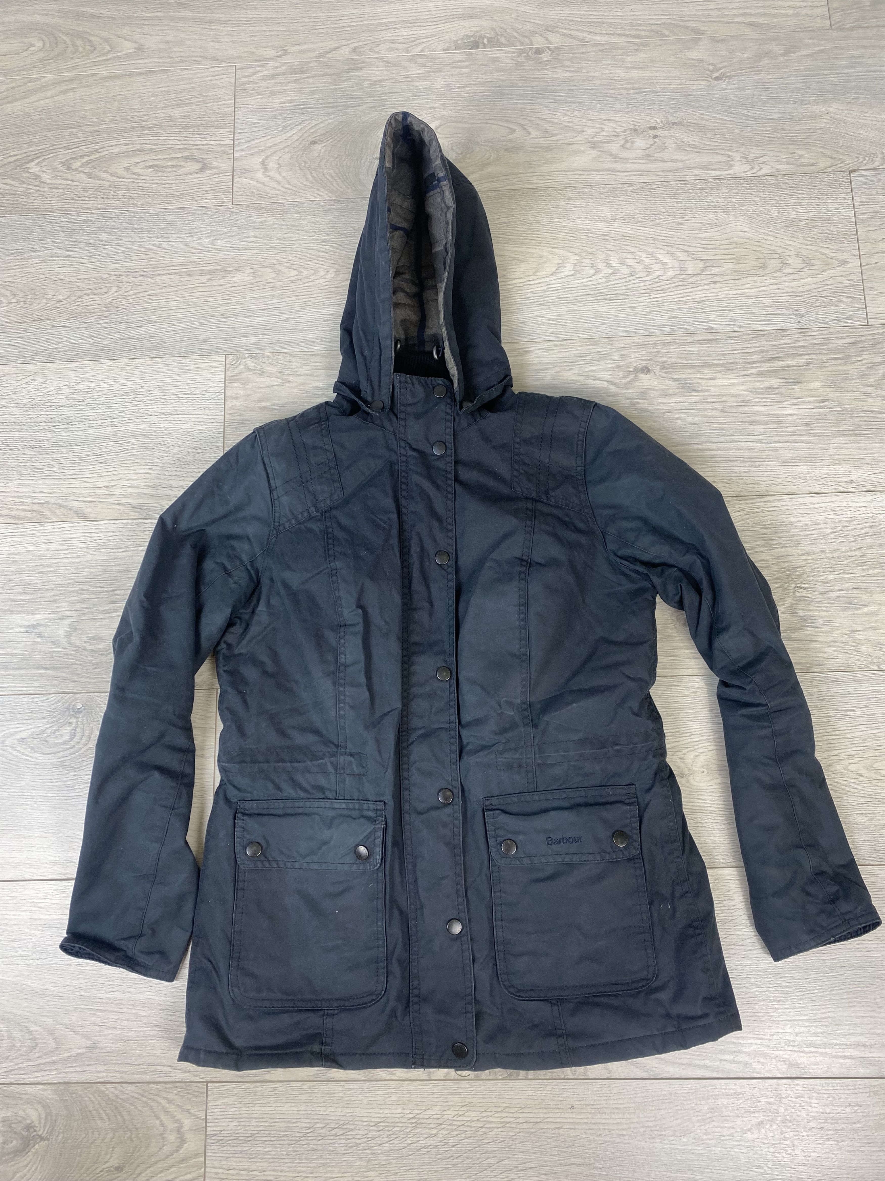 image of Barbour Waxed Orkney Jacket in Navy Blue, Women's (Size Medium)