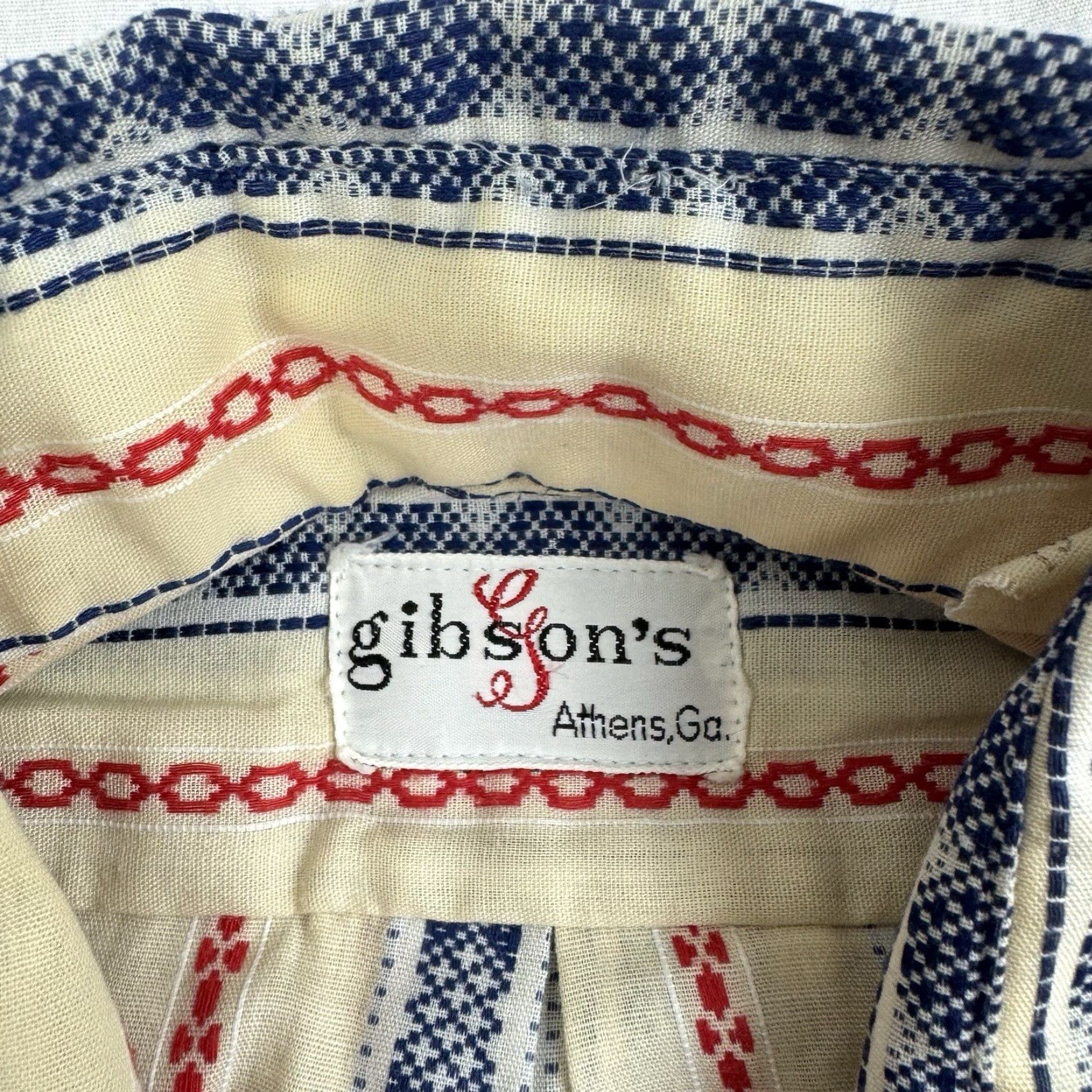 Vintage VINTAGE Gibson Button-Up Shirt Adult Large Ivory Striped 1960s 70s Mens Size US L / EU 52-54 / 3 - 4 Thumbnail