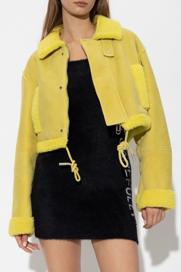Off-White o1mle0425 Shearling Crop Jacket in Yellow Size XS / US 0-2 / IT 36-38 - 3 Thumbnail