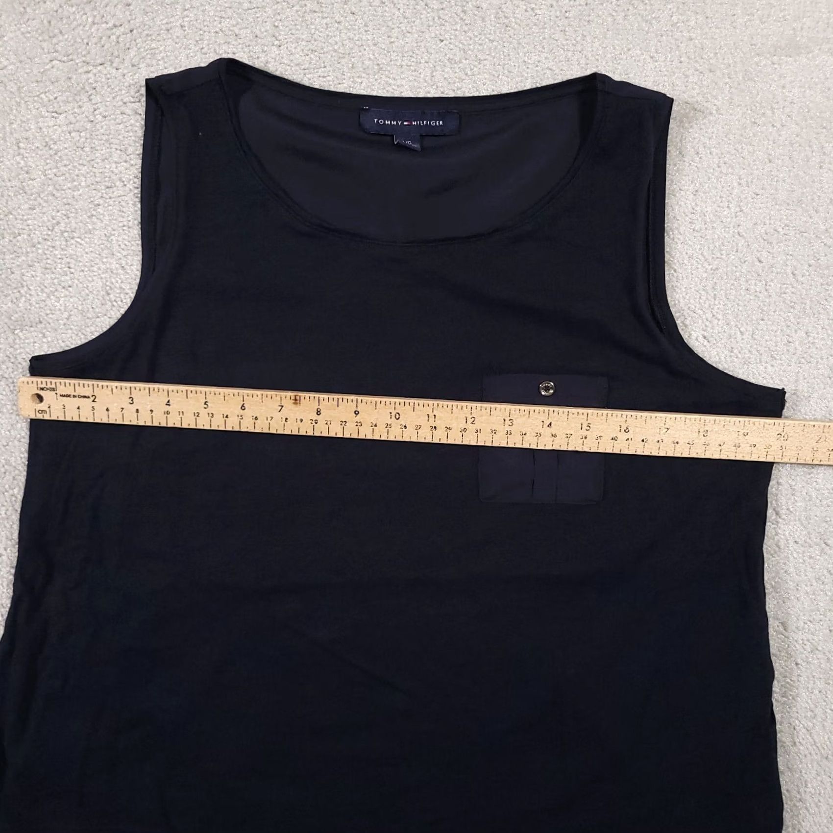 Tommy Hilfiger Tommy Hilfiger Sleeveless Blouse Women's Large Navy Blue Tank Shirt Pocket Shirt Size L / US 10 / IT 46 - 6 Thumbnail