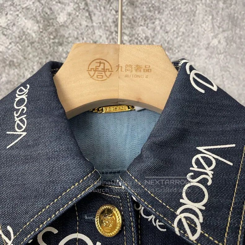 Versace Versace Dark blue cotton monogram segment denim top Size XS / US 0-2 / IT 36-38 - 2 Thumbnail