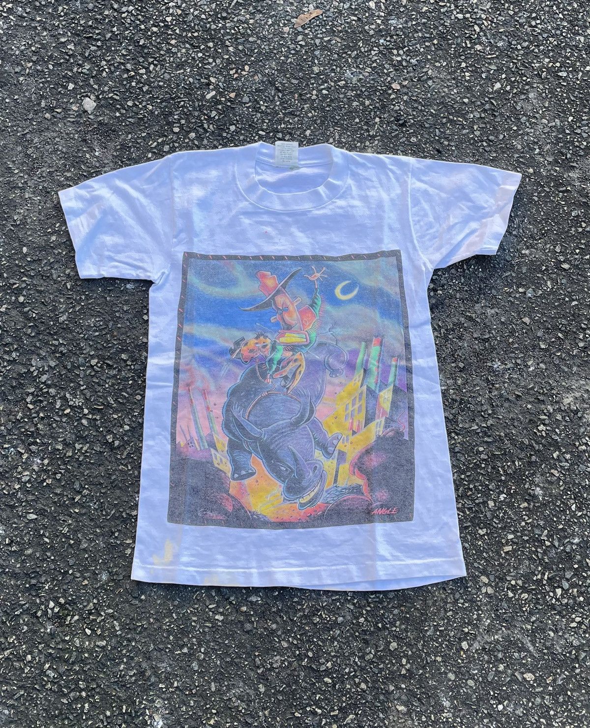 Bugle Boy VTG 80s 90s Bugle Boy Outta Control Bull Rider Art TShirt