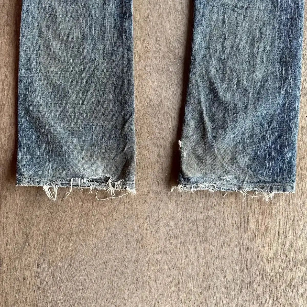 Self Edge RARE💥REDLINE JAPANESE VTG JEAN RIPPED MUDWASH DENIM PANTS Size US 31 - 19 Thumbnail