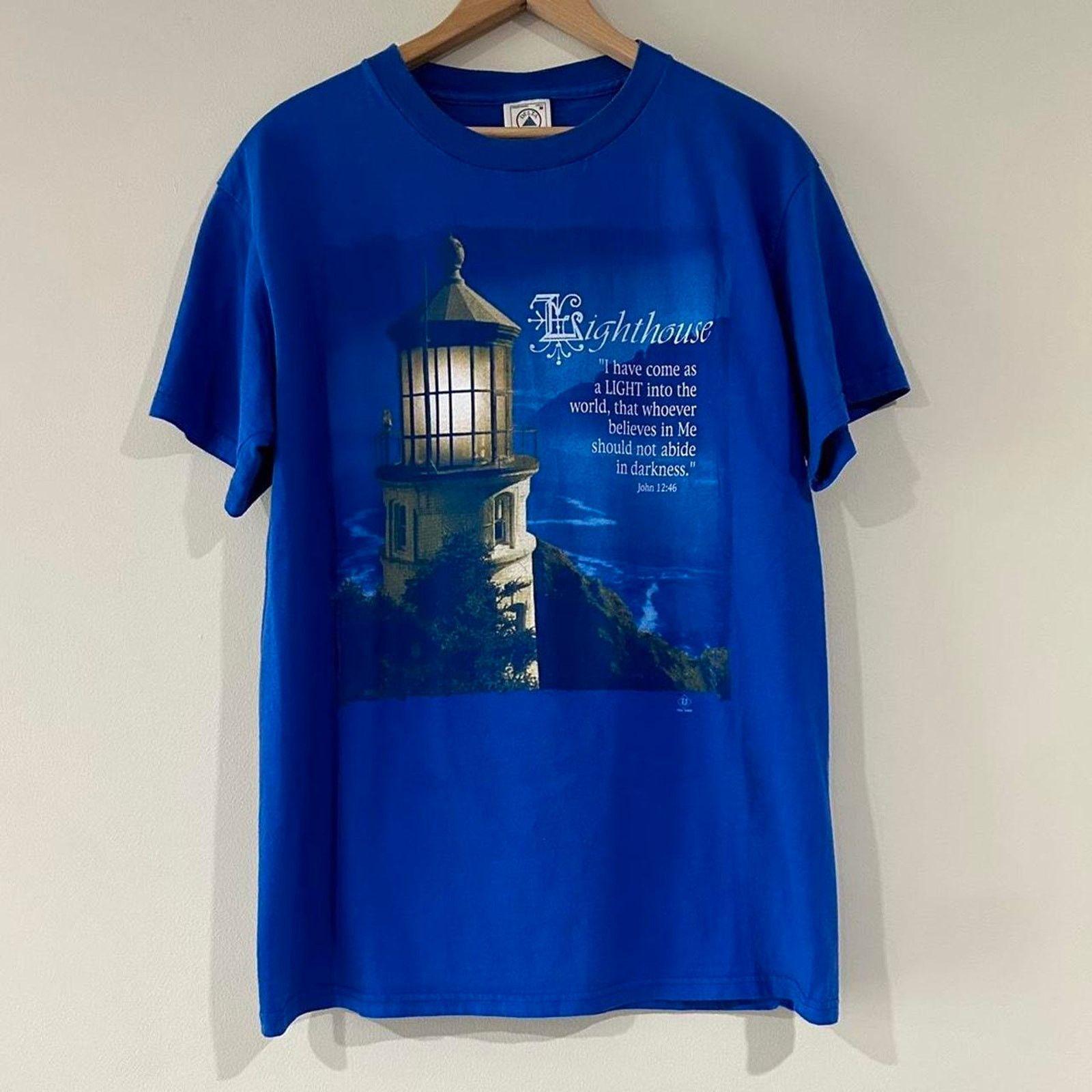 Delta Vintage Lighthouse Bible Quote Tee Shirt Size US M / EU 48-50 / 2 - 1 Thumbnail