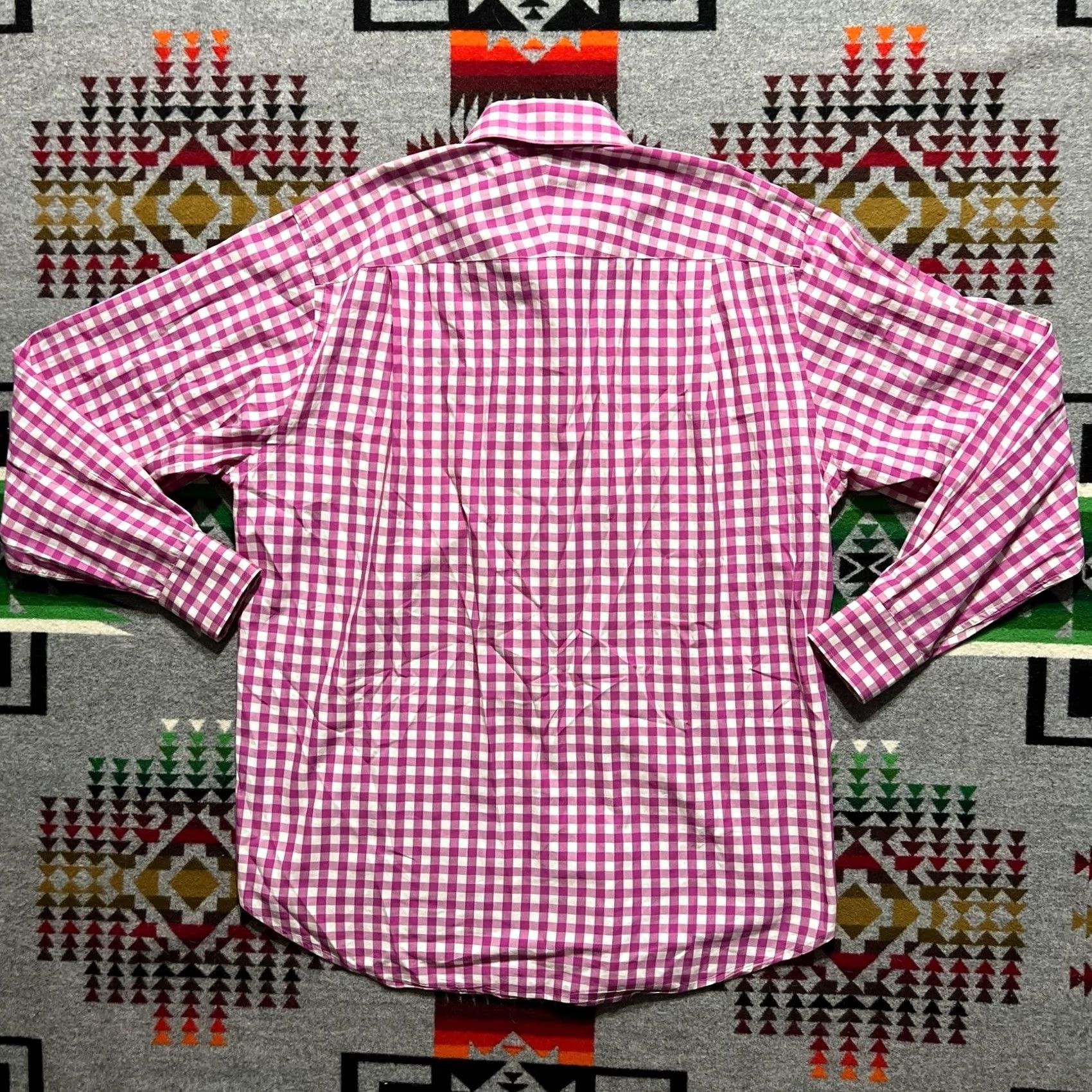 J.McLaughlin J. McLaughlin Shirt Mens Large Pink Check Button Up Long Sleeve Size US L / EU 52-54 / 3 - 2 Thumbnail