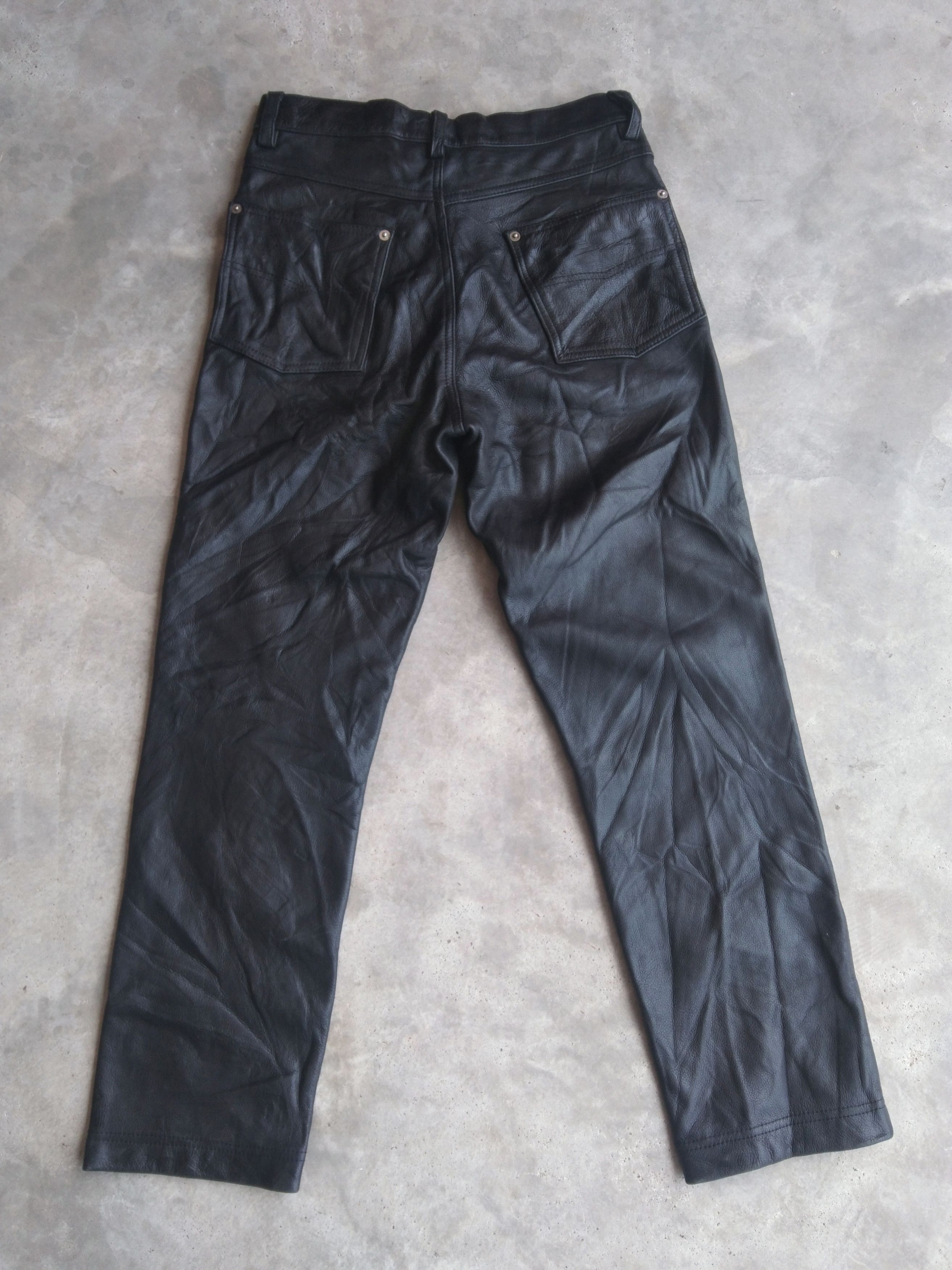 Vintage 90s Storm Leather Pants Black Size US 28 / EU 44 - 2 Thumbnail