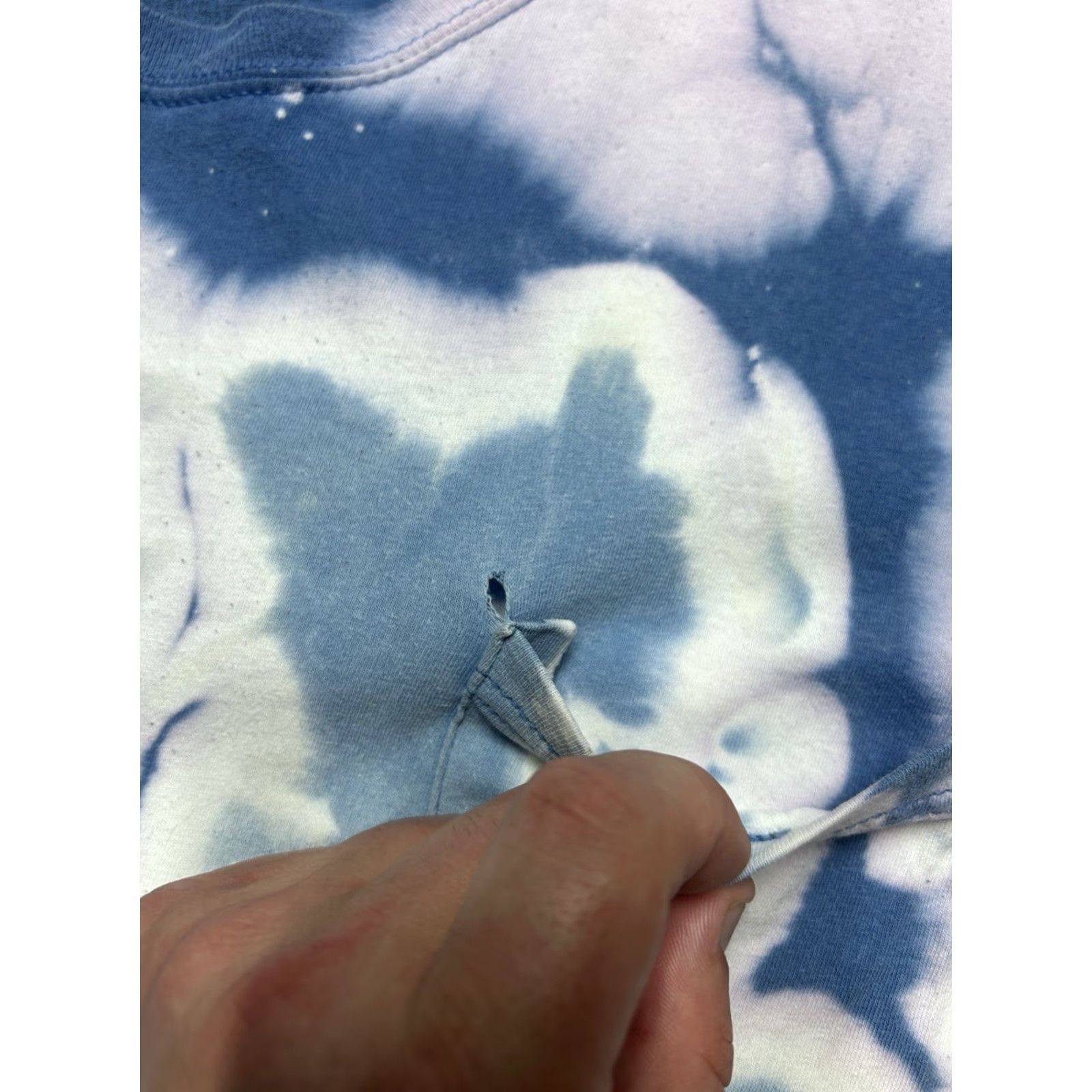 Hanes Hanes Pocket T Shirt Bleach Tie Dye Blue White Hippie Cotton Distressed XL Men Regular Pockets Size US XL / EU 56 / 4 - 5 Thumbnail