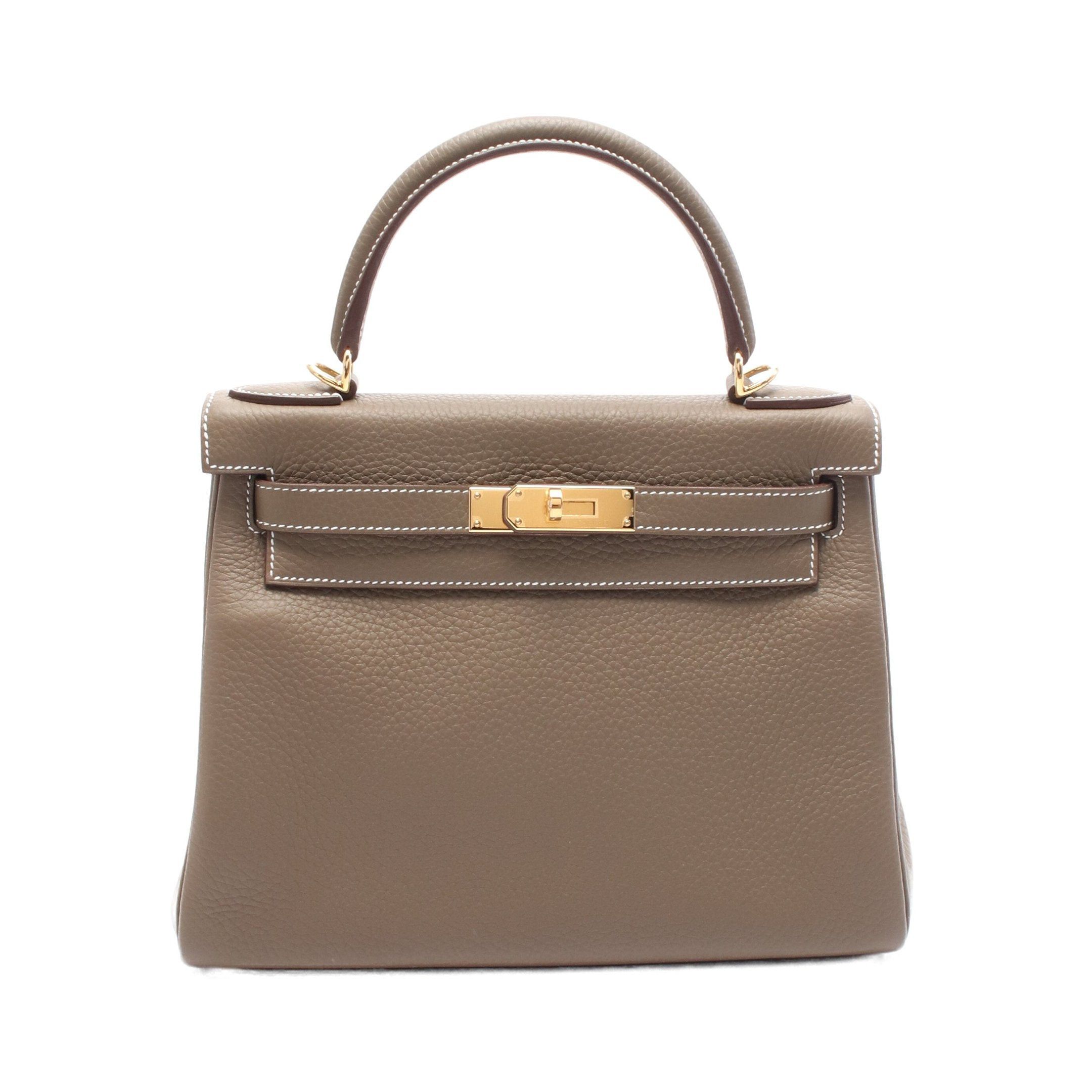 Hermes Hermes Kelly28 Etoupe Handbag Clemence Leather Gray Brown Gold Hardware Inner Stitch Double Engraved Size ONE SIZE - 1 Thumbnail