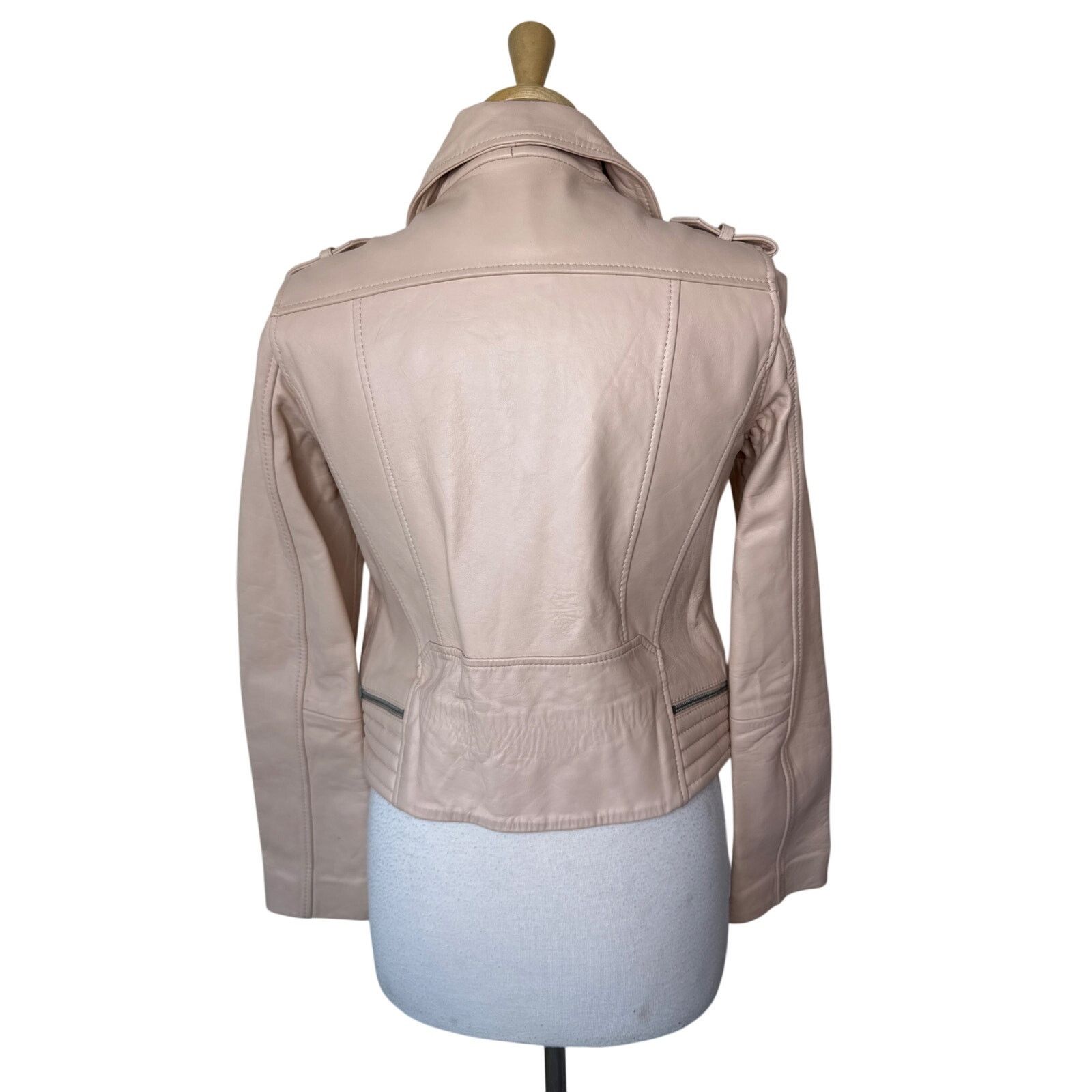 Maje MAJE Leather Moto Jacket Blush Pink Size 40/ Large Size L / US 10 / IT 46 - 3 Thumbnail