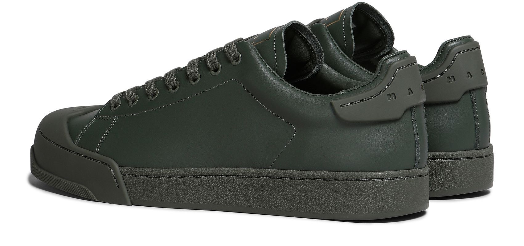 Marni o1w1db10125 Monochrome Low Top Lace-Up Sneaker in Green Size US 7 / EU 40 - 4 Thumbnail