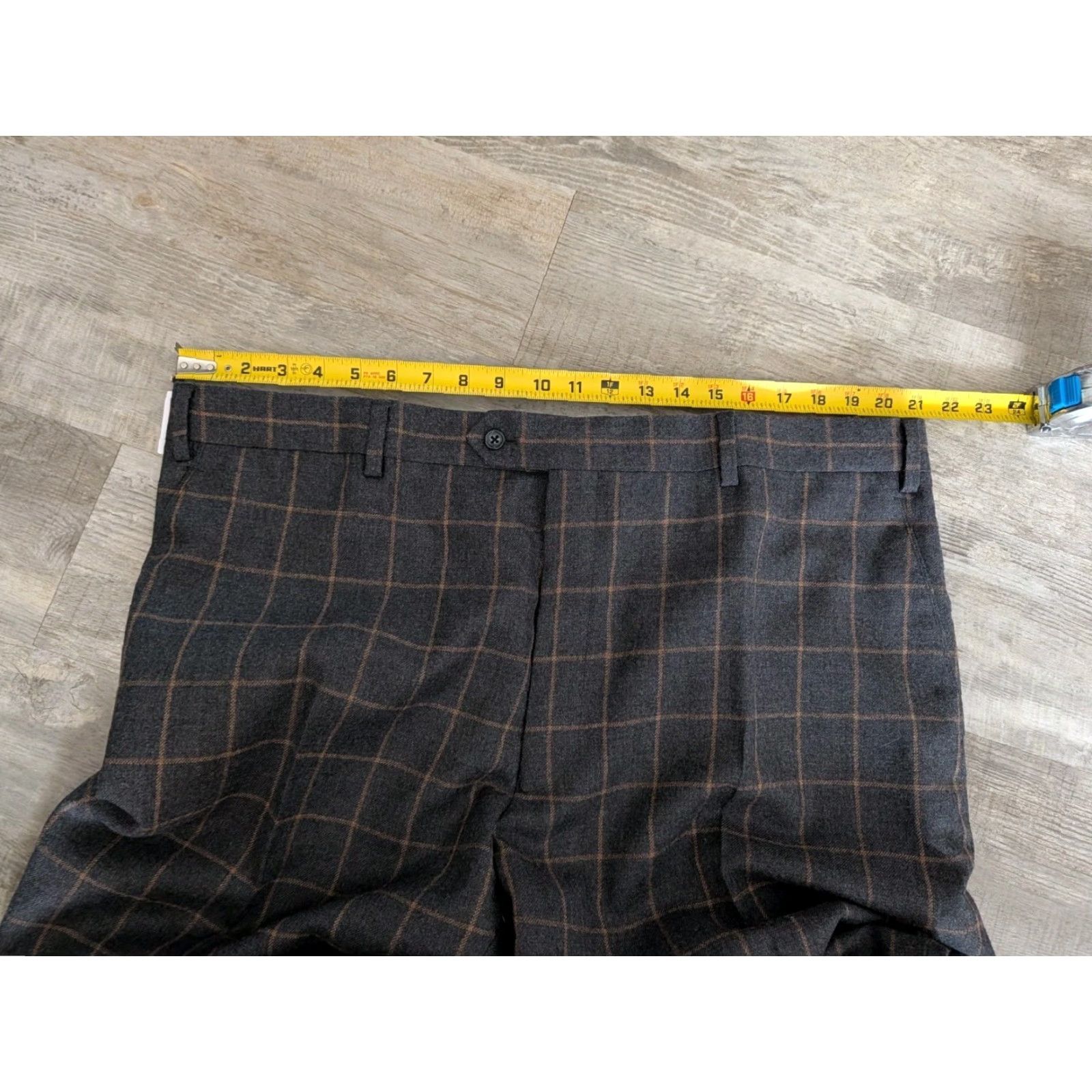 Vintage PAUL FREDRICK Gray Windowpane Wool Dress Pants 42X37 Pleated Regular Fit Men's Size US 42 / EU 58 - 7 Thumbnail