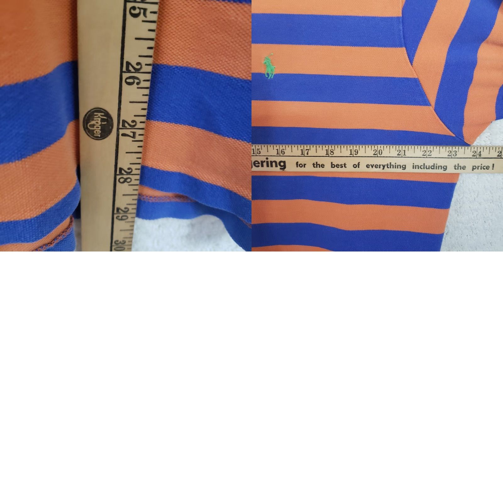 Ralph Lauren Polo Ralph Lauren Polo Golf Shirt XL Orange Blue Stripe Knit Cotton Short Sleeve Collared Button Logo Green Pony Mens Golf Classic Preppy Vintage No Size US XL / EU 56 / 4 - 9 Thumbnail
