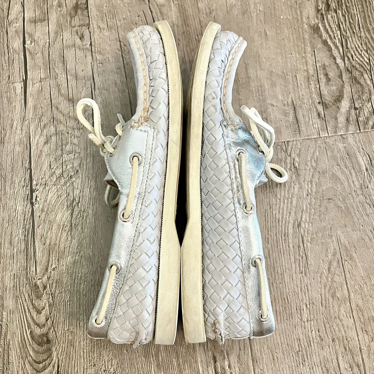 Sperry Sperry Top Slider Gray & Metallic Silver Woven Boat Shoes Size US 6.5 / IT 36.5 - 5 Thumbnail