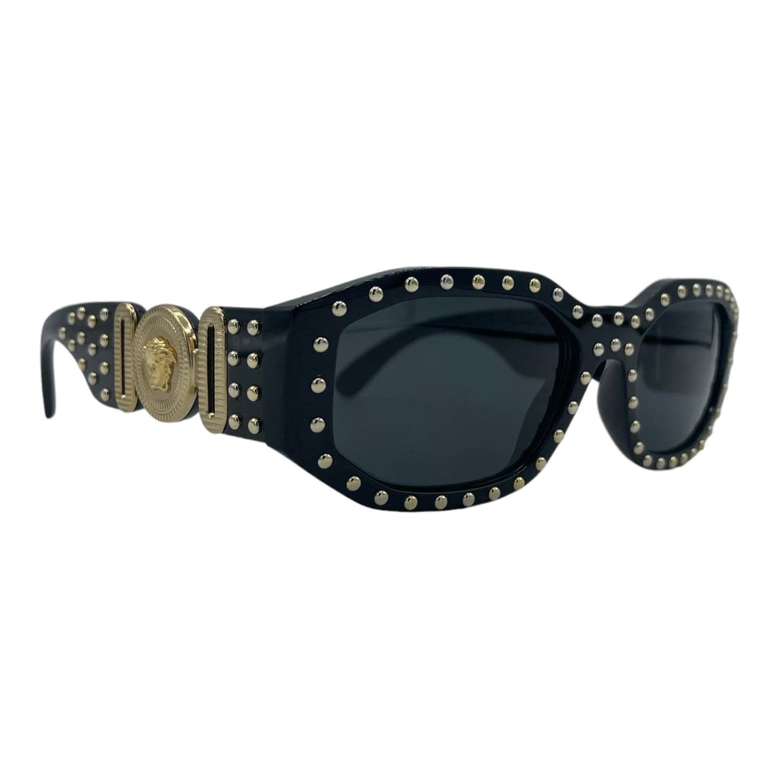 image of Versace Studded Acetate Sunglasses Black (W), Men's
