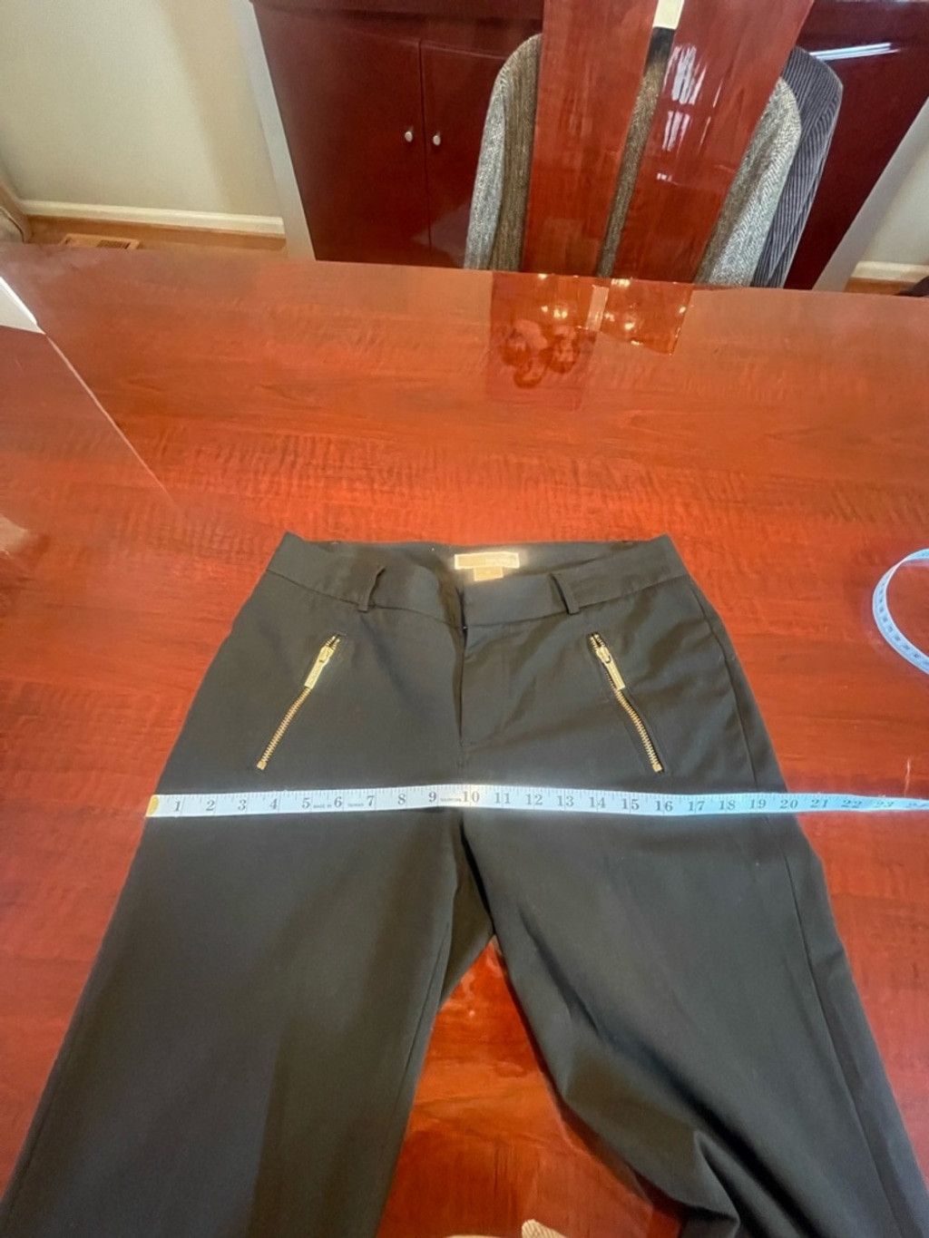 Michael Kors Michael Kors Black Gold Zip Ankle Pants 8 Quiet Luxury Moto Size 30" / US 8 / IT 44 - 7 Thumbnail
