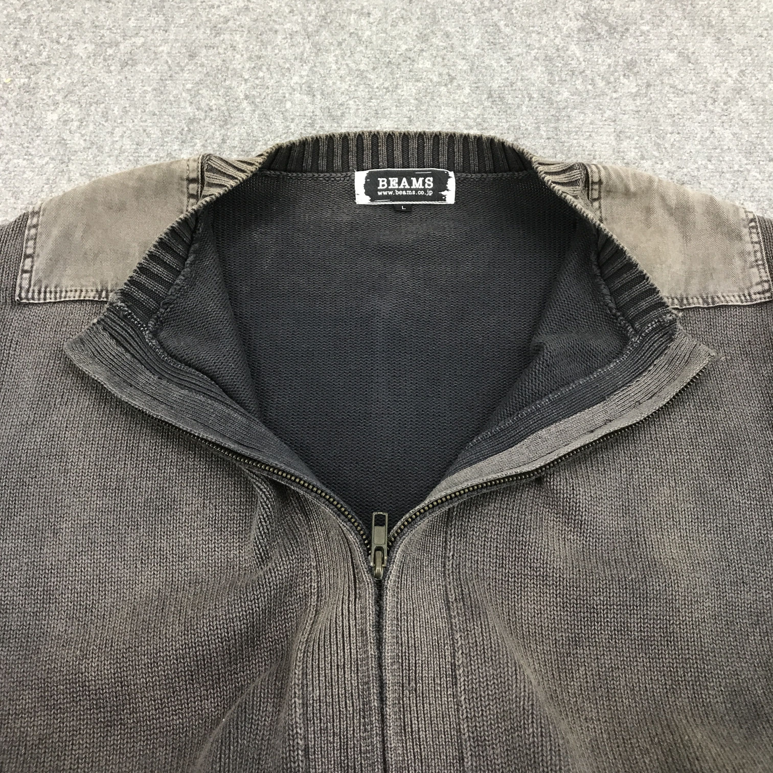 If Six Was Nine × Japanese Brand × Le Grande Bleu (L.G.B.) BEAMS JAPAN BLACK FADED KNITWEAR ZIPPER JACKET Size US L / EU 52-54 / 3 - 7 Thumbnail