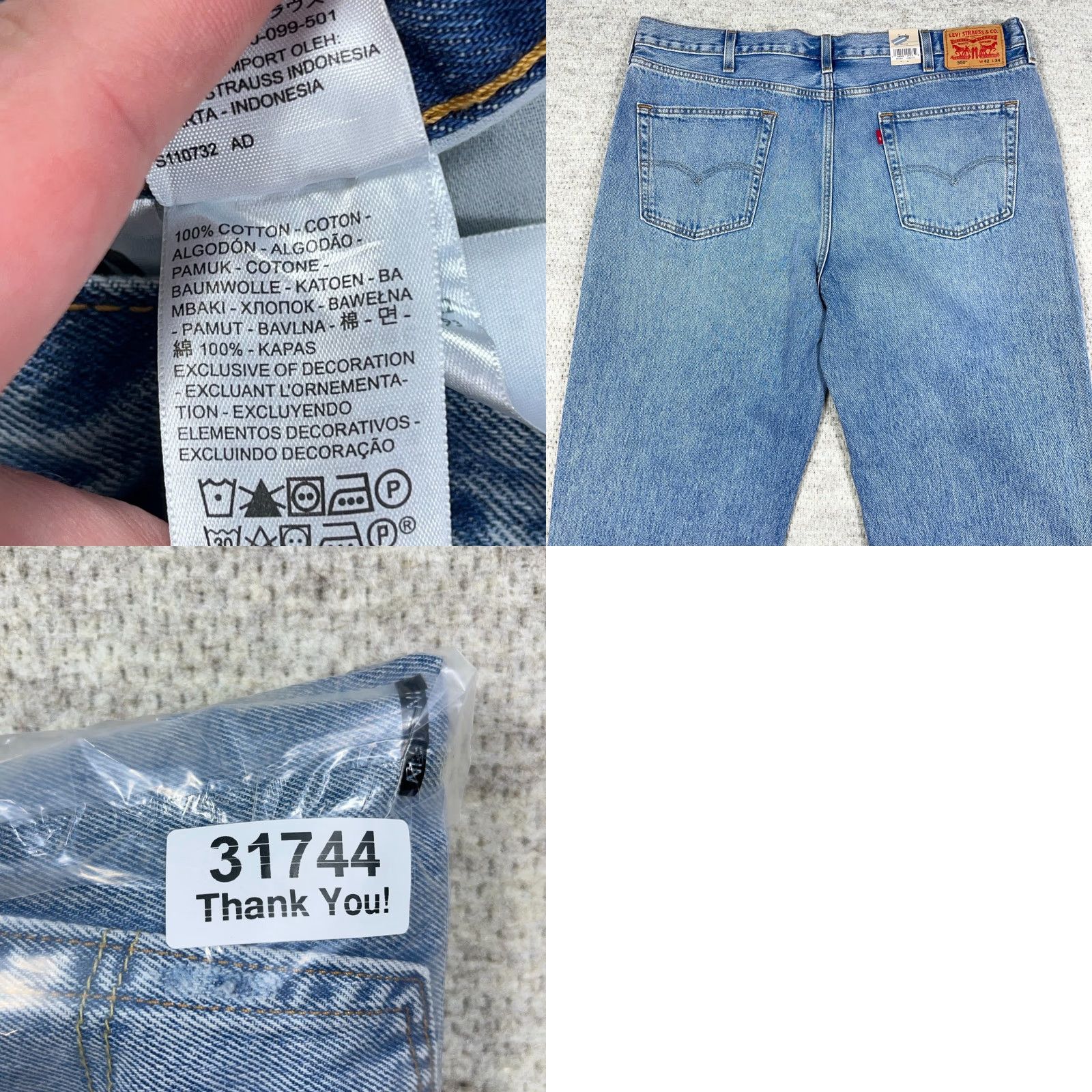 Levi's Levi's 550 Jeans Men 42x34 Relaxed Fit Blue Denim 5-Pocket Distressed Medium Wash Cotton Size US 42 / EU 58 - 10 Thumbnail
