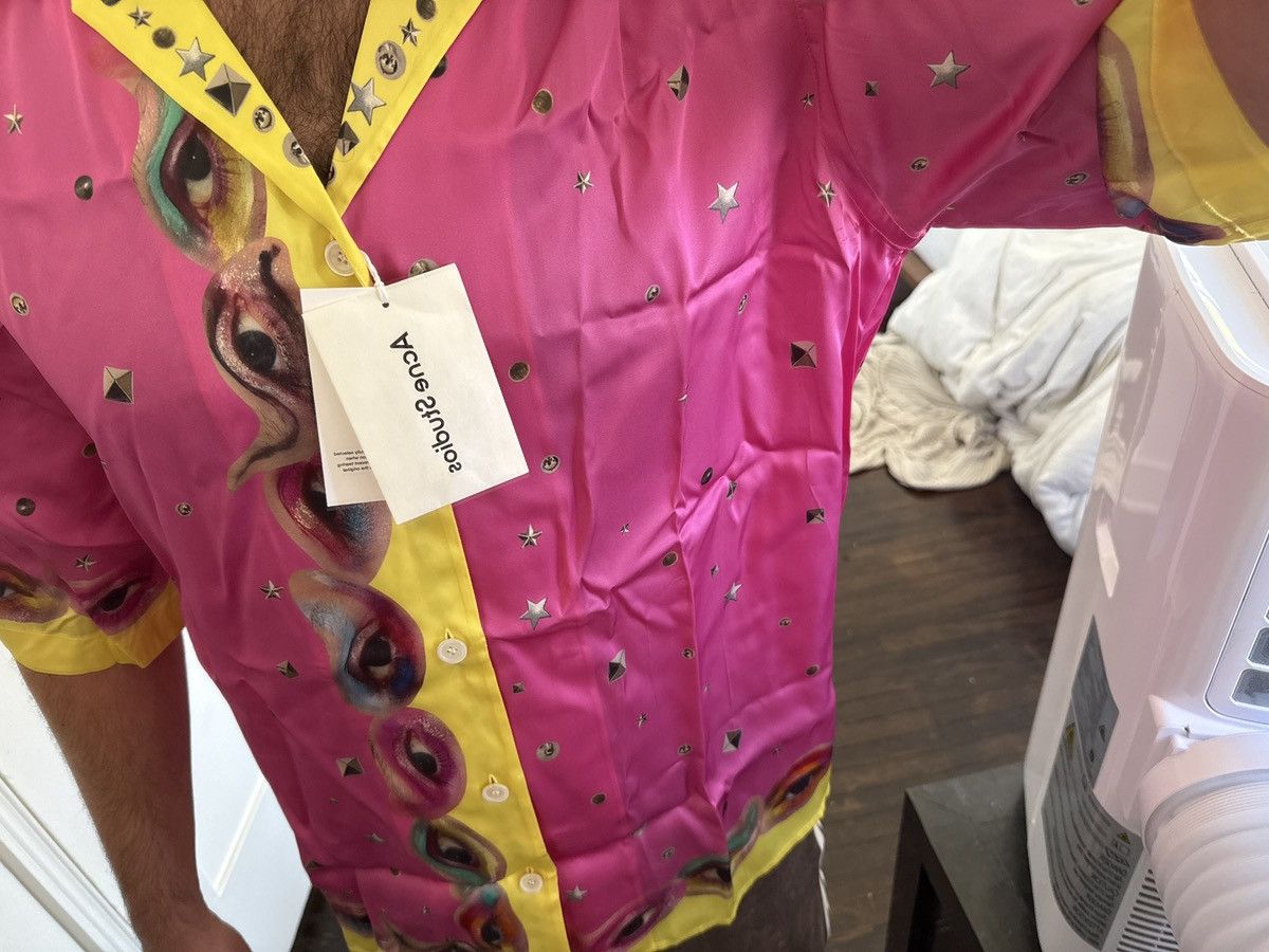 Acne Studios Printed Button Up Shirt in Fuschia Pink Size US M / EU 48-50 / 2 - 4 Thumbnail