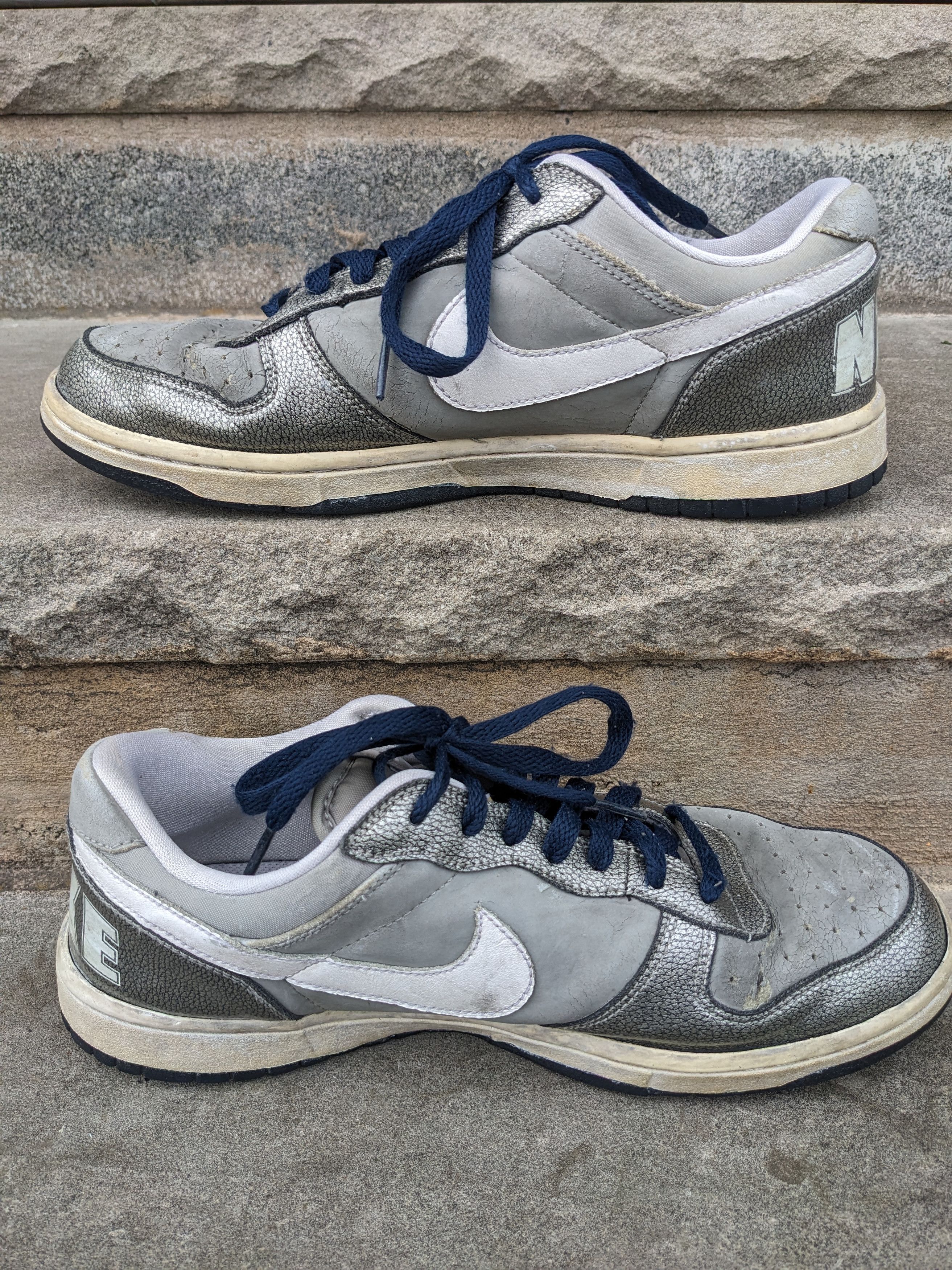 Nike × Vintage Nike Big Spell Out Low Silver Lace Up 355152-005 Mens Size 9 Size US 9 / EU 42 - 2 Thumbnail