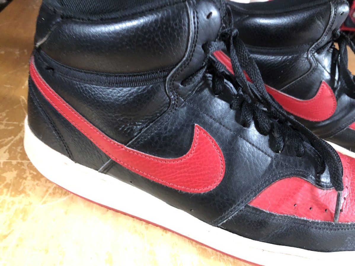 Nike Nike Court Vision Mid Bred Black University Red White Used Size US 11 / EU 44 - 3 Thumbnail