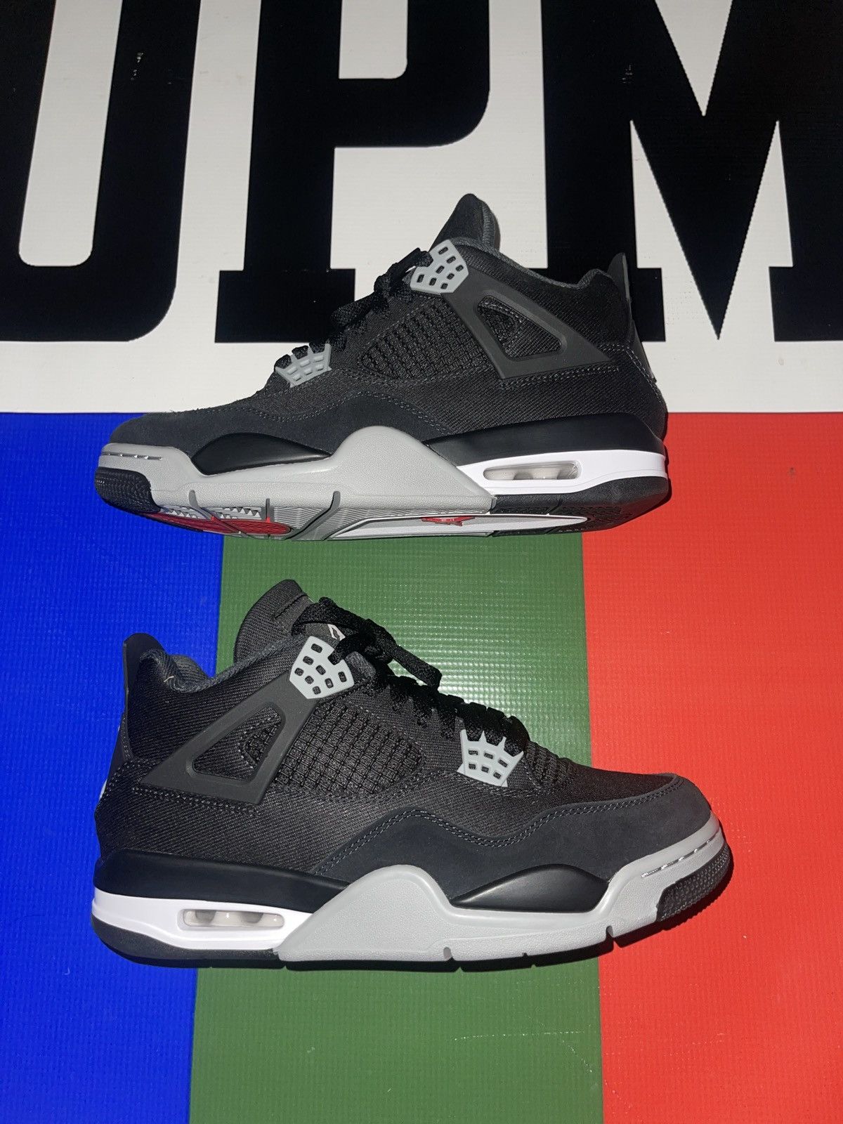 image of Jordan Nike Black Canvas Jordan 4 Shoes, Men's (Size 8.5)