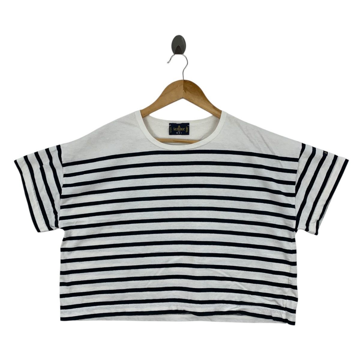 Vintage Vintage LE MINOR POUR Nei France Stripes Crop Top Tshirt Size M / US 6-8 / IT 42-44 - 1 Thumbnail